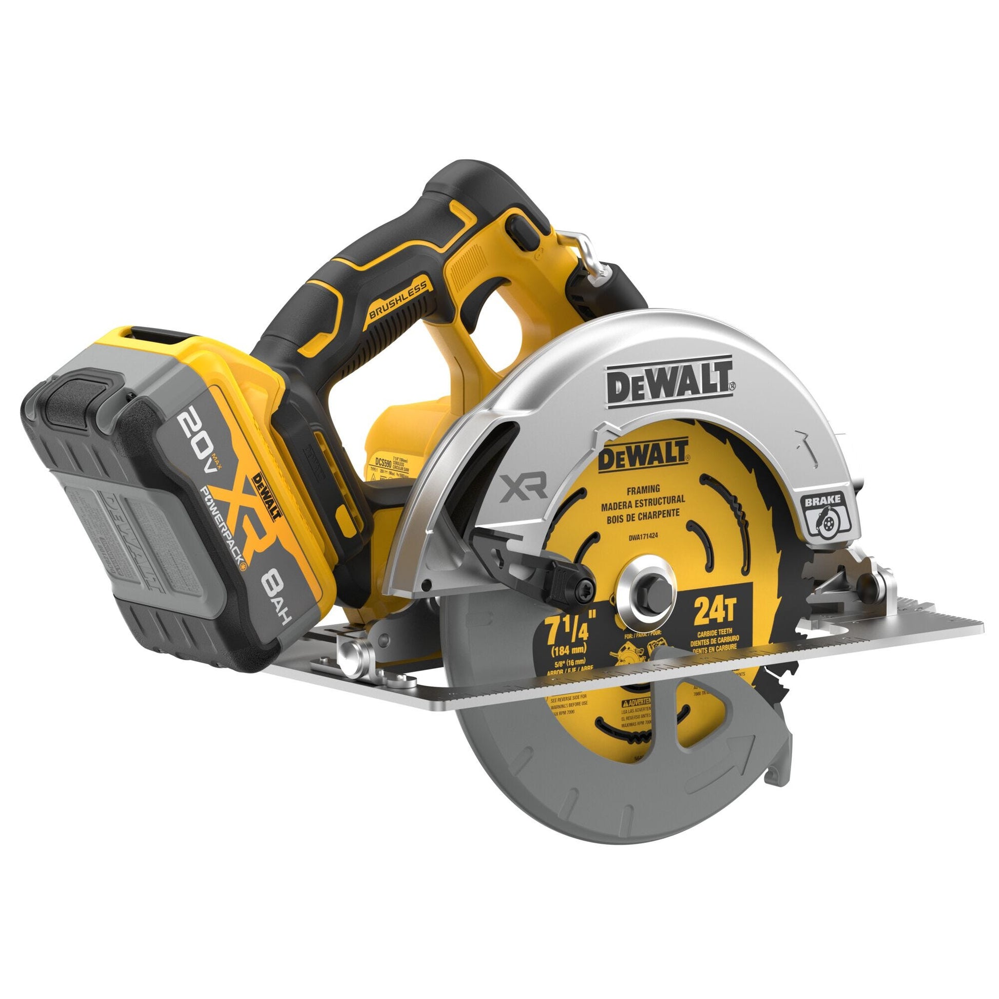 DeWalt DCS590WW1 20V MAX XR Brushless 7-1/4 in. Circular Saw POWERPACK 8.0Ah Kit