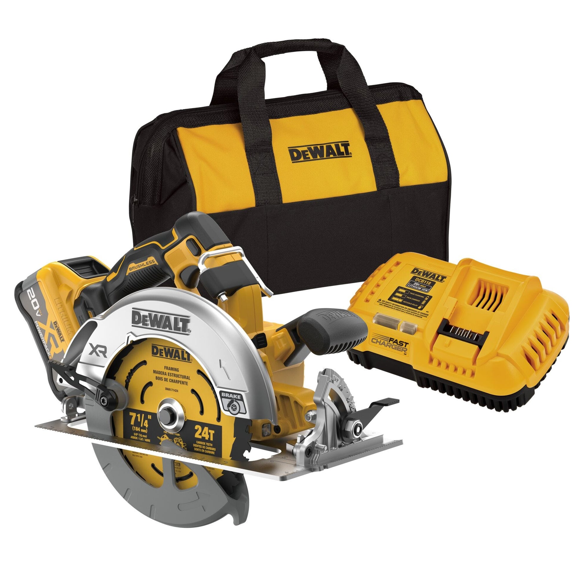DeWalt DCS590WW1 20V MAX XR Brushless 7-1/4 in. Circular Saw POWERPACK 8.0Ah Kit
