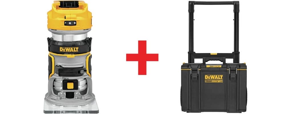 DeWalt 20V MAX XR Brushless Compact Router with Toughsystem 2.0 Rolling Toolbox