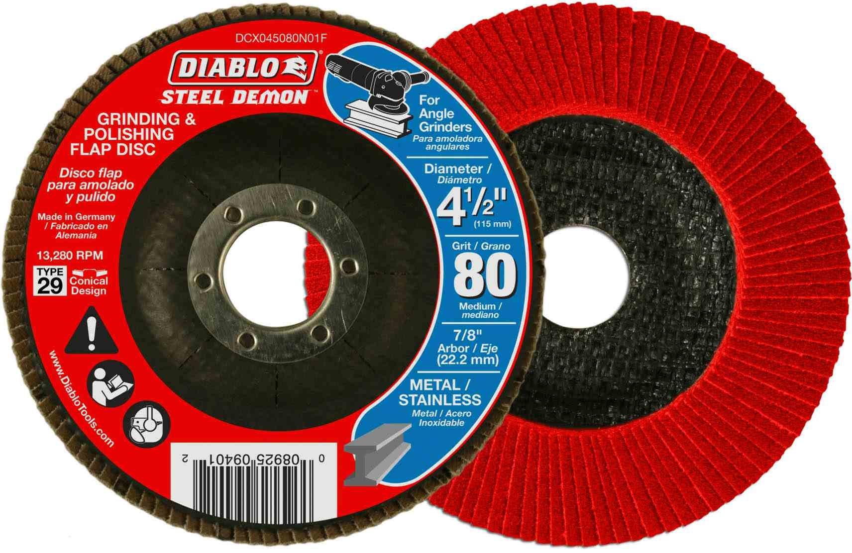 Diablo DCX045080N01F 4-1/2 Inch Steel Demon Flap Disc 80 Grit - Type 29