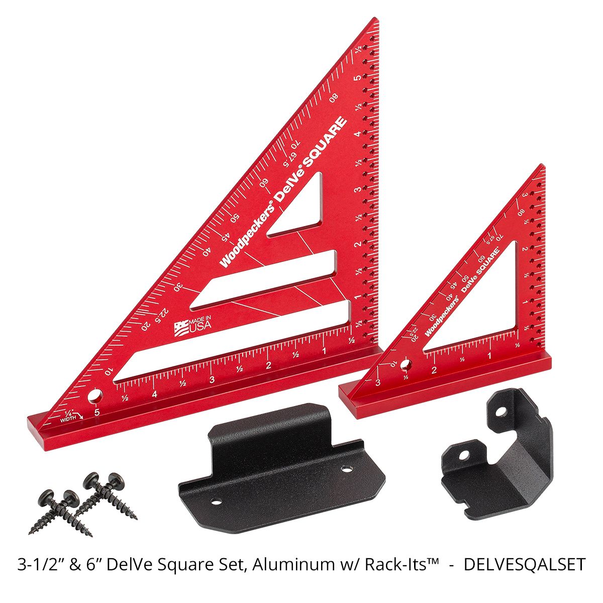Woodpeckers DELVESQALSET DelVe Square Set, 3.5 in. & 6 in. Aluminum + Rack-It
