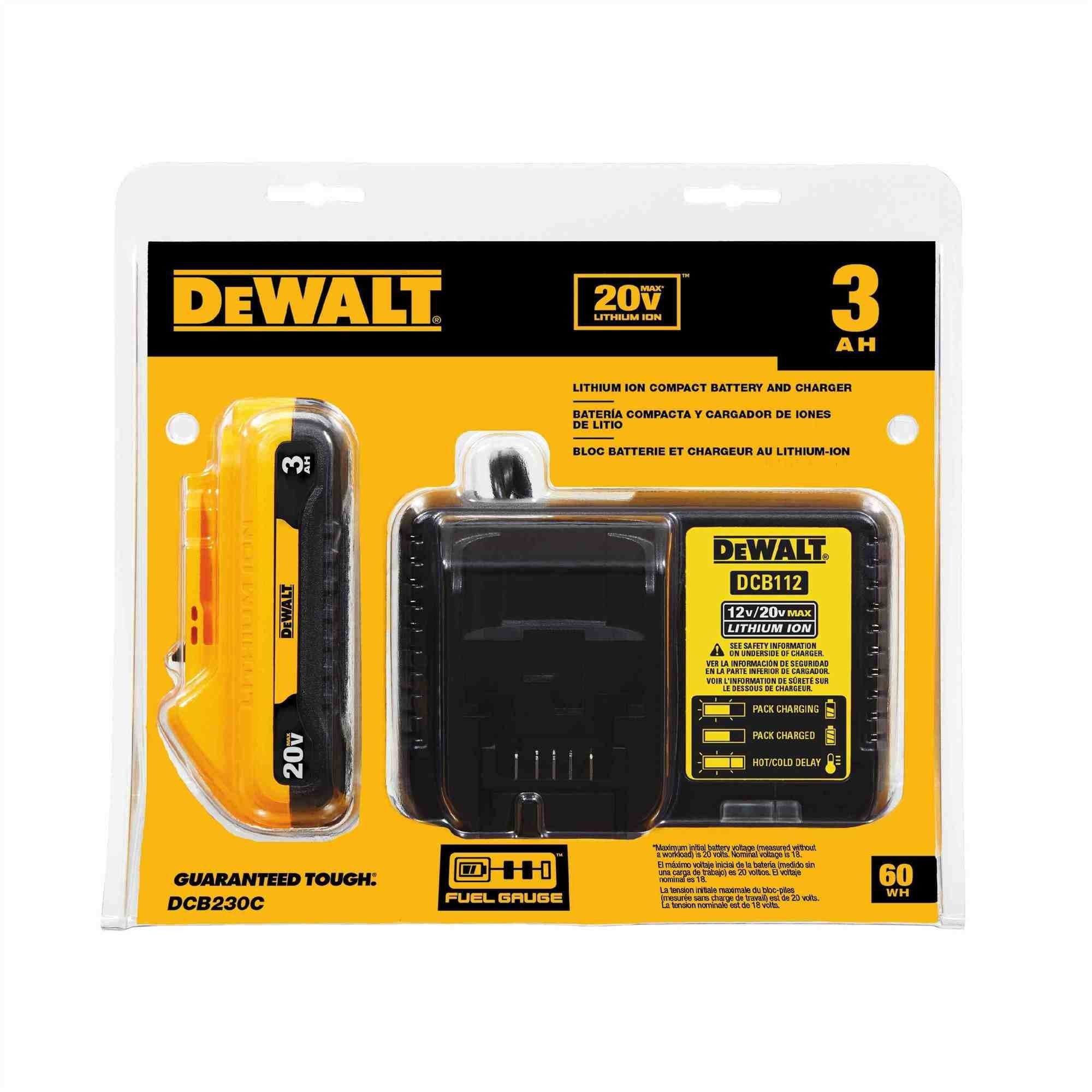 DeWalt DCB230C 20V Max 3.0Ah Compact Battery & Charger Starter Kit