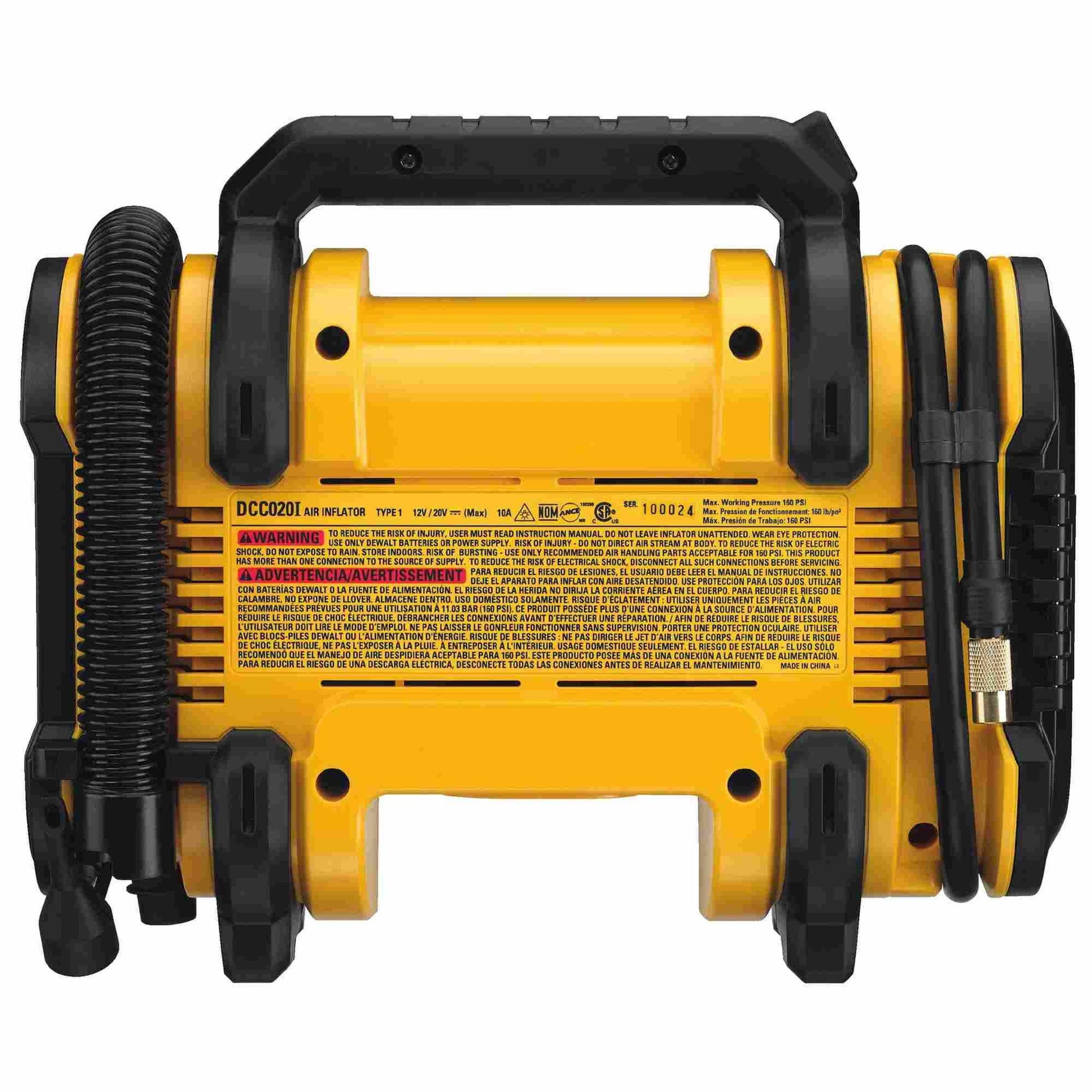 DeWalt DCC020IB 20V MAX Corded/Cordless Air Inflator, No Battery