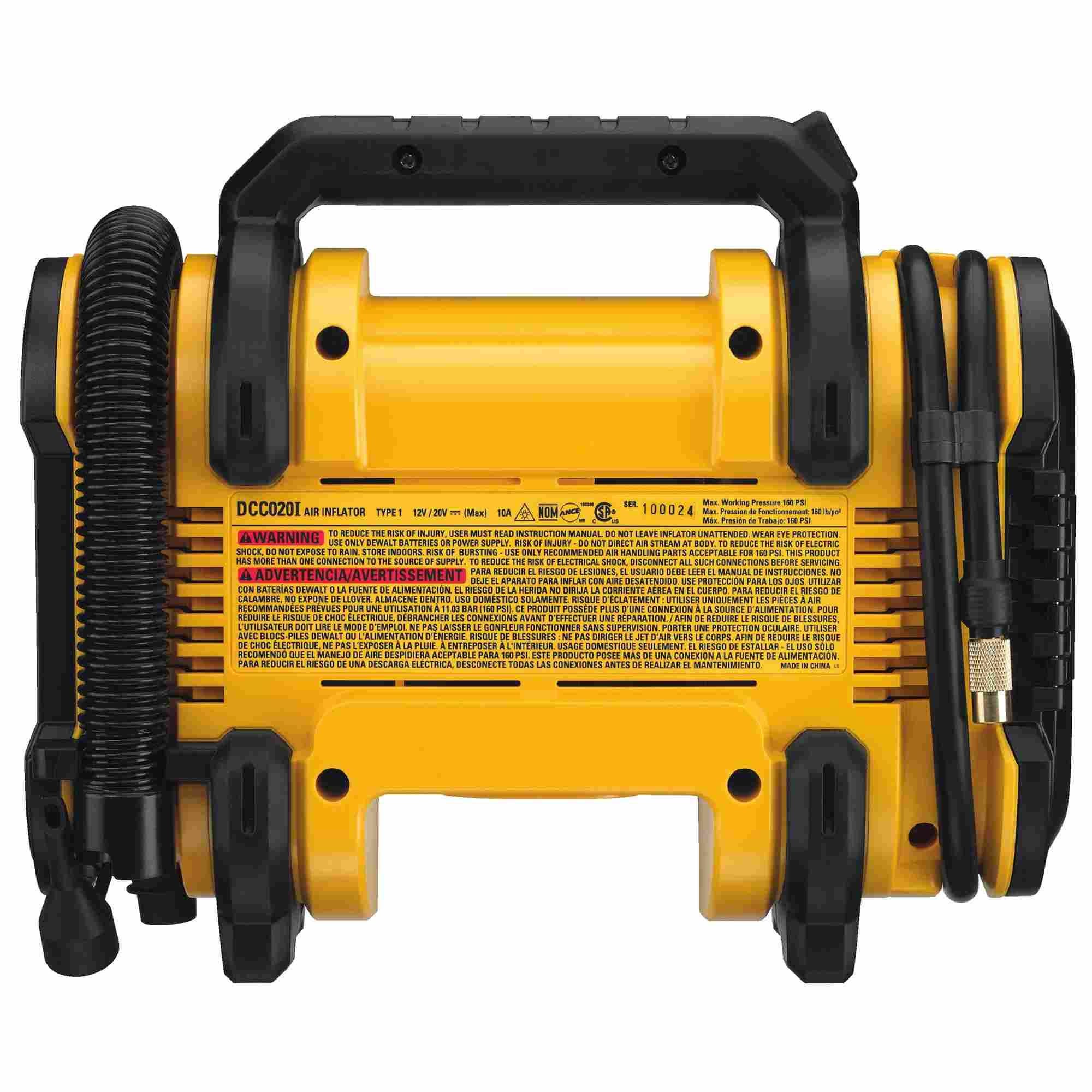 DeWalt DCC020IB 20V MAX Corded/Cordless Air Inflator, No Battery