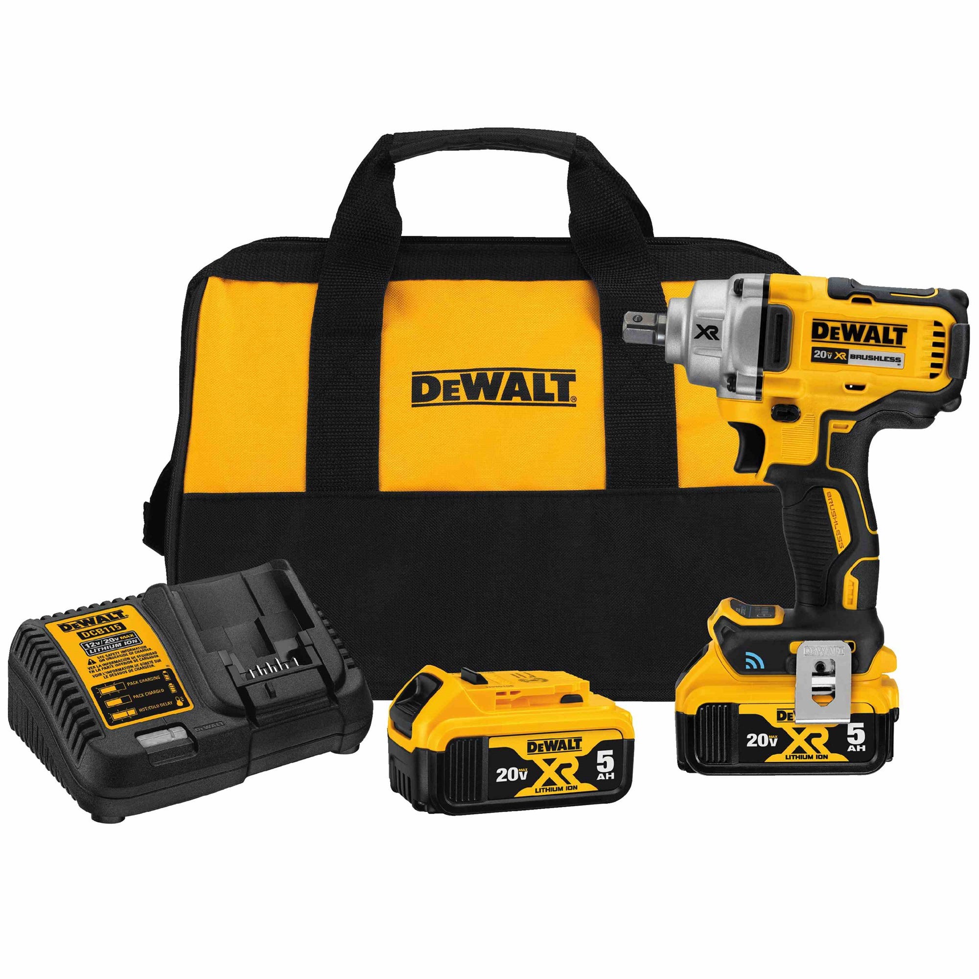 DeWalt DCF896P2 20V MAX Tool Connect 1/2-Inch Mid-Range Detent Pin Anvil Impact Wrench 5.0Ah Kit