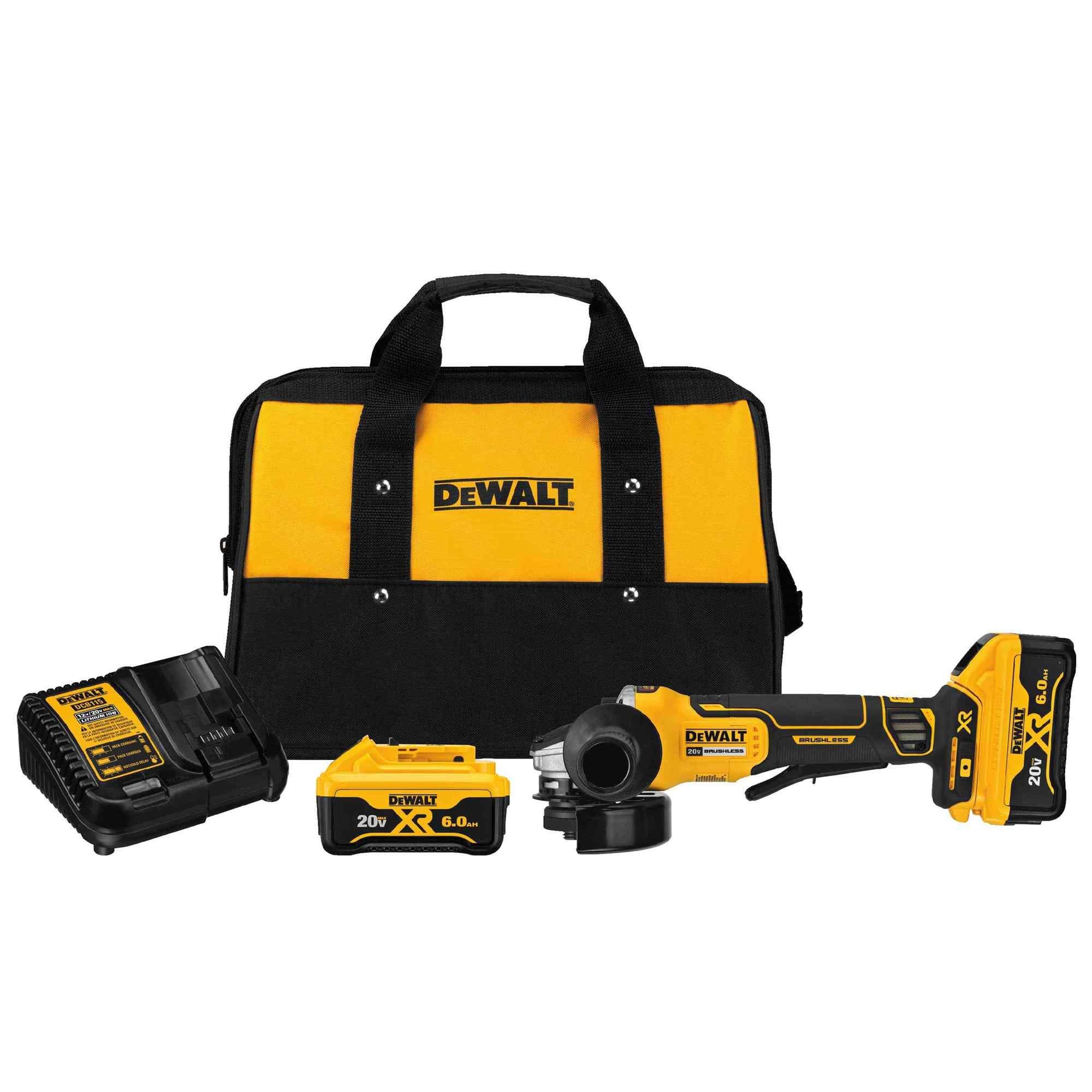 DeWalt DCG413R2 4.5" 20V Max XR Brushless Paddle Switch Small Angle Grinder Kit With Kickback Brake