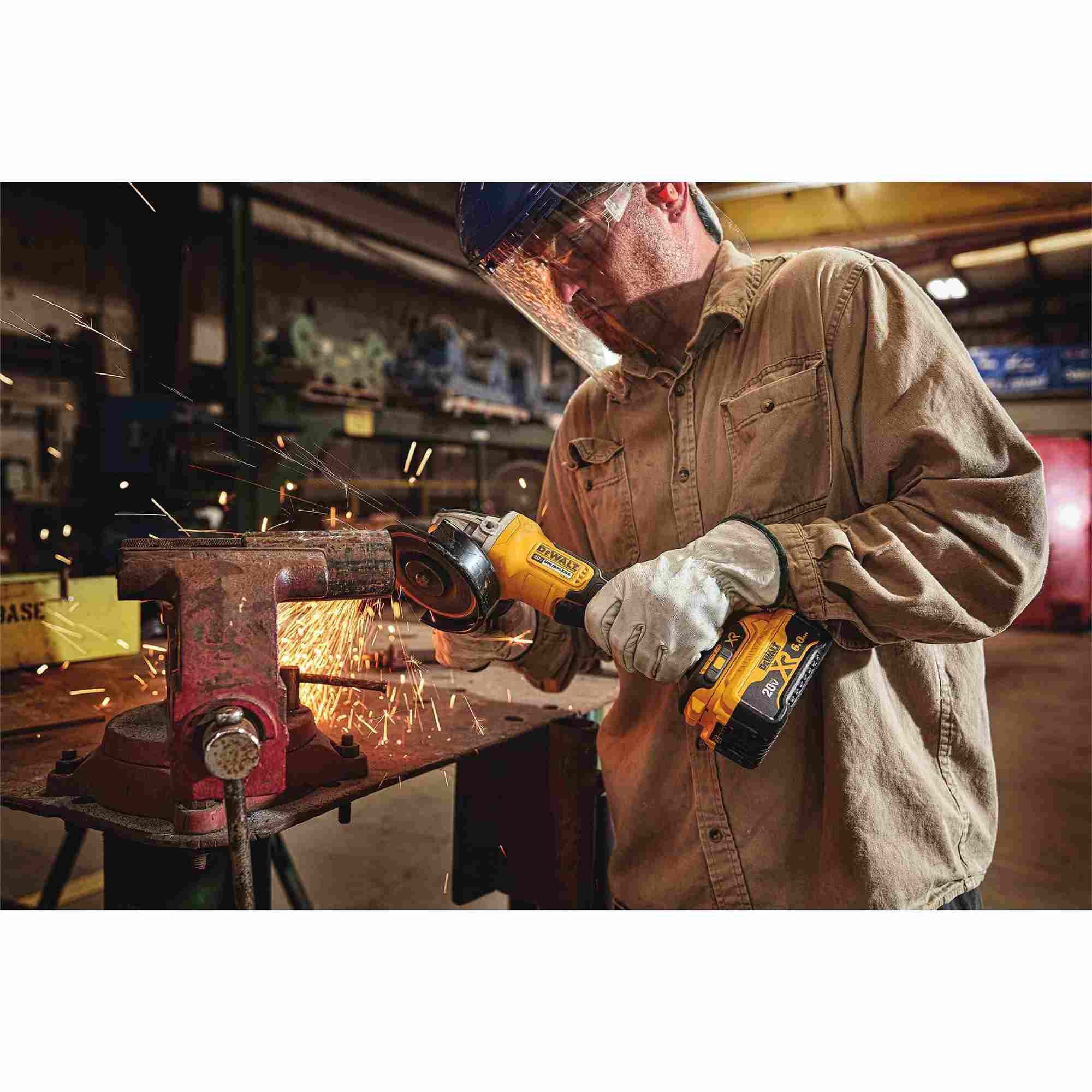 DeWalt DCG413R2 4.5" 20V Max XR Brushless Paddle Switch Small Angle Grinder Kit With Kickback Brake