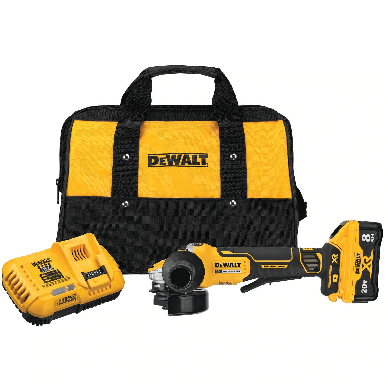DeWalt DCG415W1 20V MAX XR Brushless 4-1/2 - 5 Inch Switch Small Angle Grinder 8.0Ah Kit