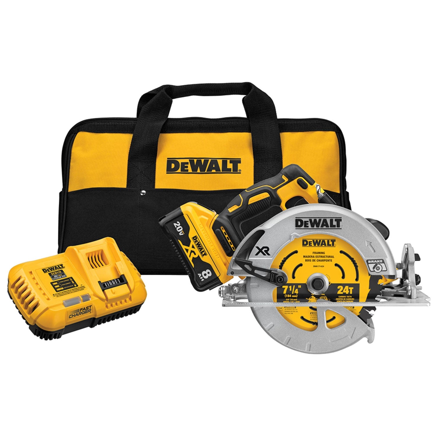 DeWalt DCS574W1 20V MAX XR Brushless 7-1/4 Inch Circular Saw 8.0Ah Kit