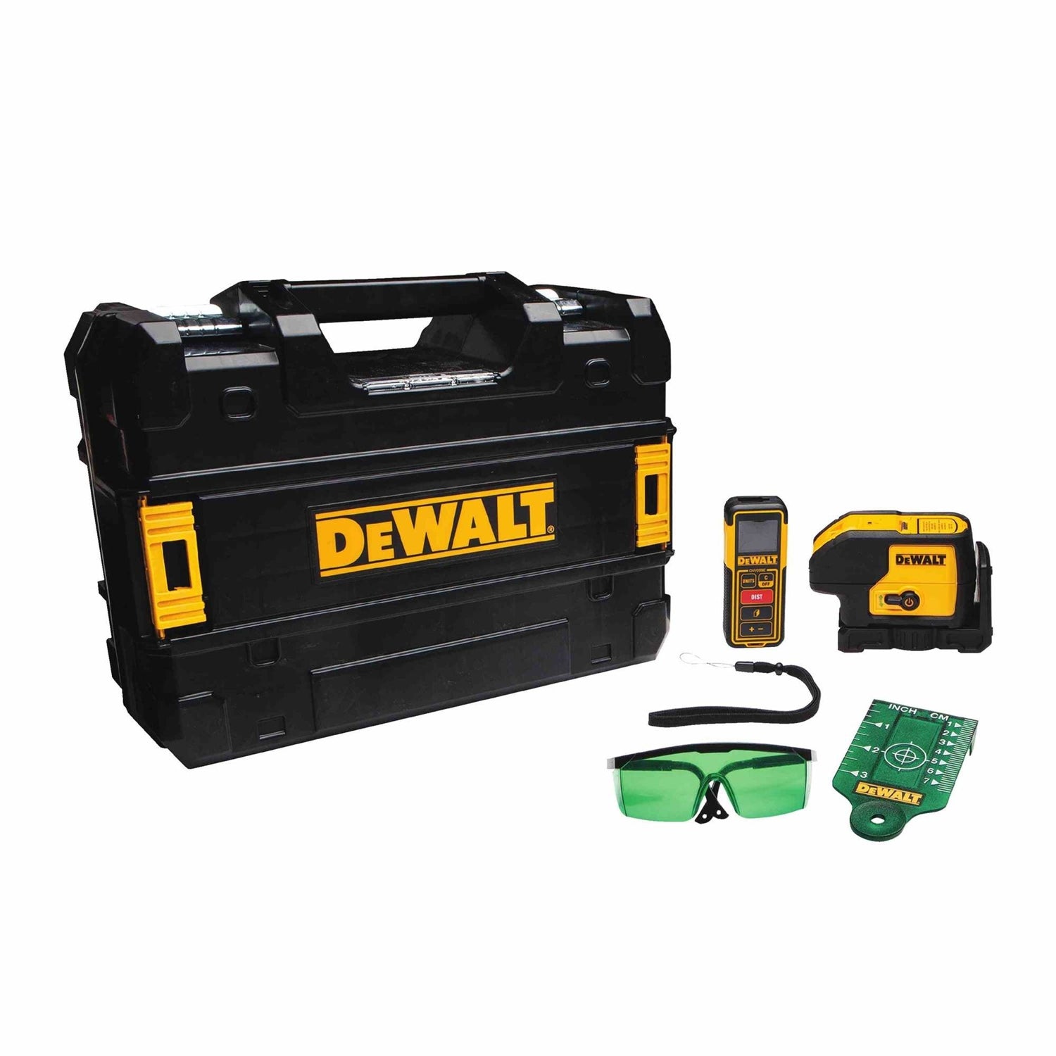 DeWalt DW0839CG Green 3 Spot Laser & 100 Ft. Laser Distance Measurer TSTAK Kit