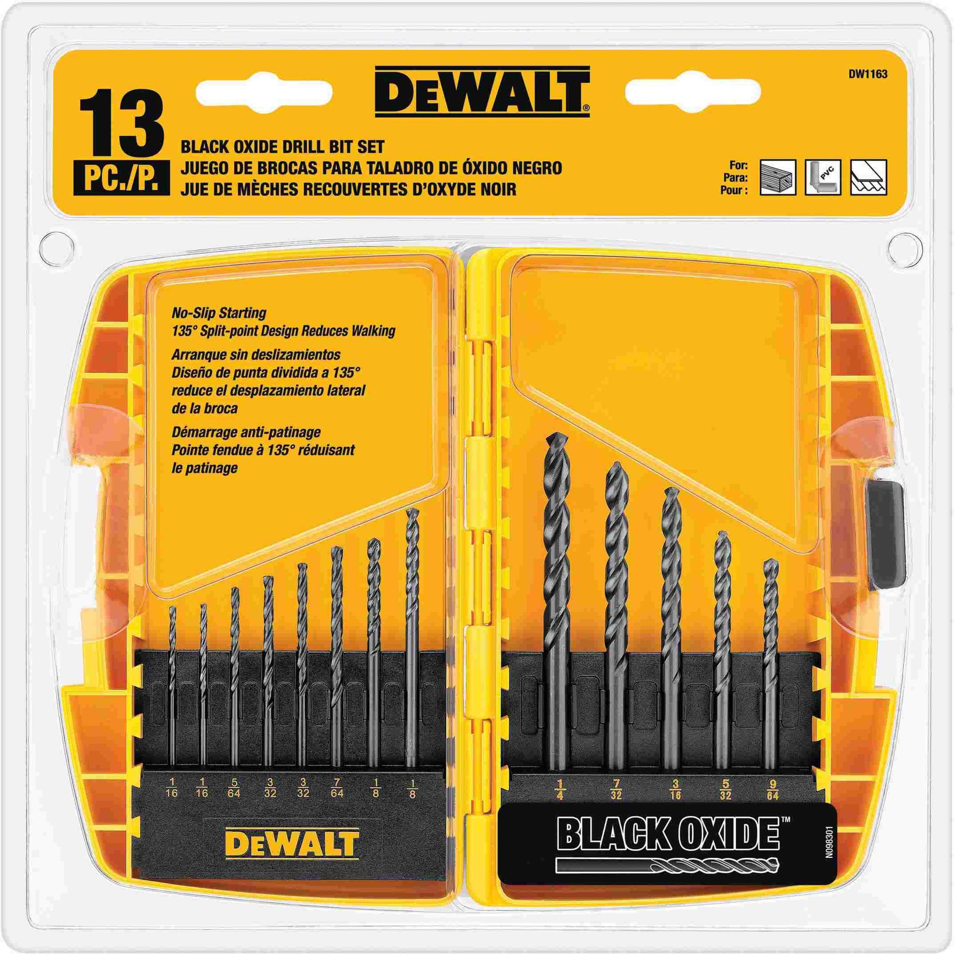 DeWalt DW1163 13 Piece Black Oxide Drill Bit Set