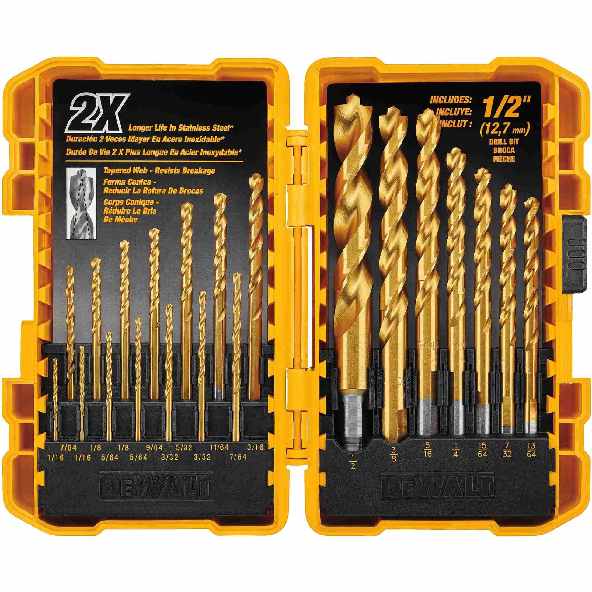 Dewalt DW1361 21-Piece Pilot Point Titanium Nitride Coating Drill Bit Set