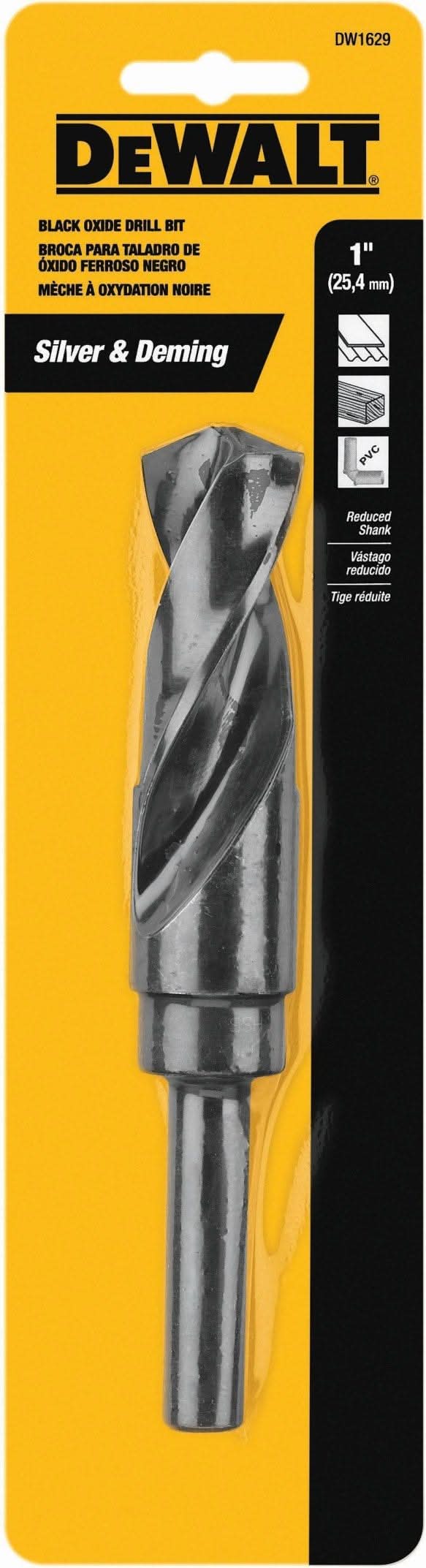 DeWalt DW1629 1" Reduced Shank Black Oxide Drill Bit (1/2" Shank)
