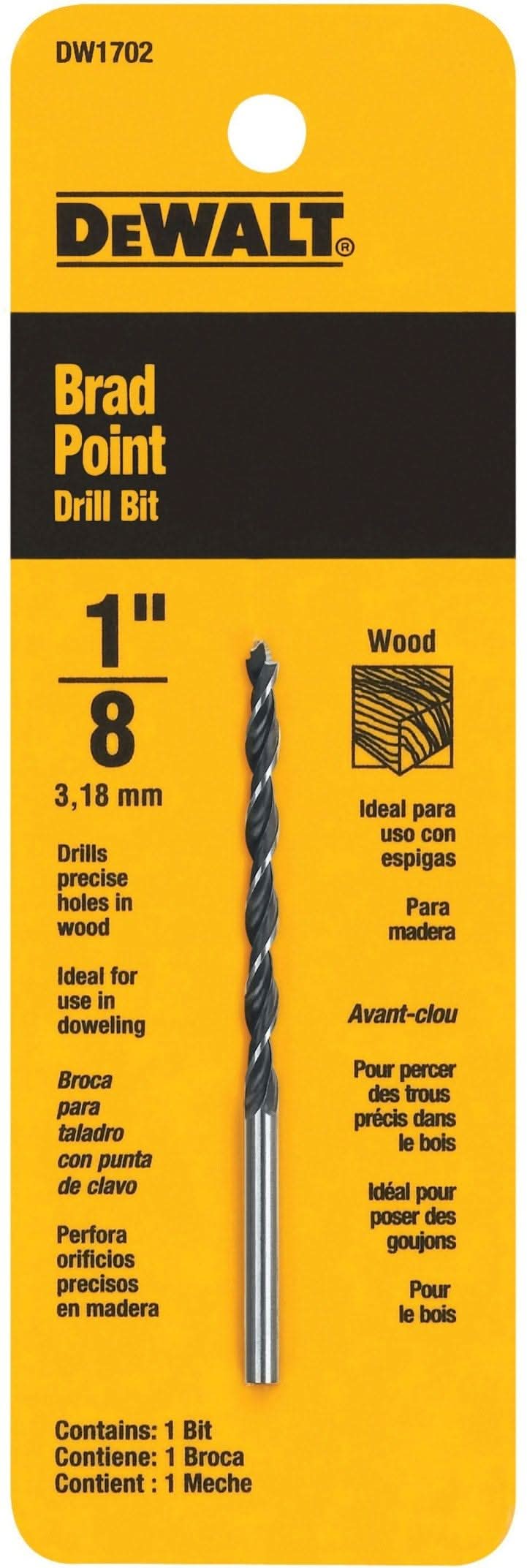 DeWalt DW1702 1/8" Brad Pt Bit