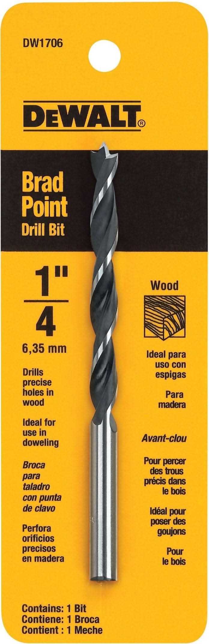 DeWalt DW1706 1/4" Brad Pt Bit