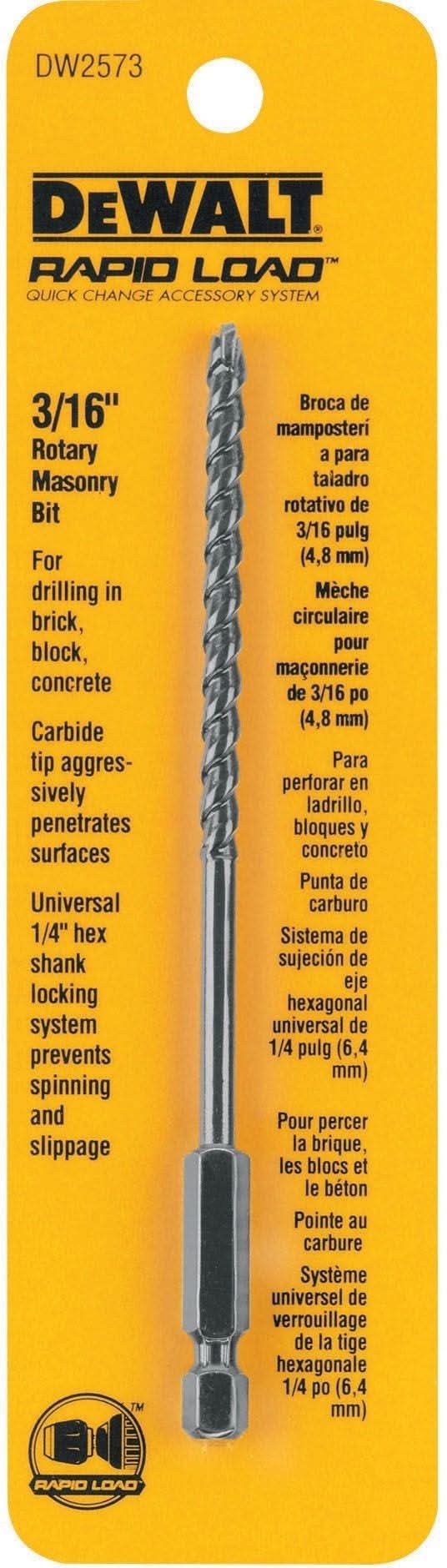 DeWalt DW2573 3/16" Rotary Masonry Bit
