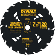 DeWalt DW3174 7-1/4 in. 20-Tooth Carbide Pressure Treated/Wet Lumber Circular Saw Blade
