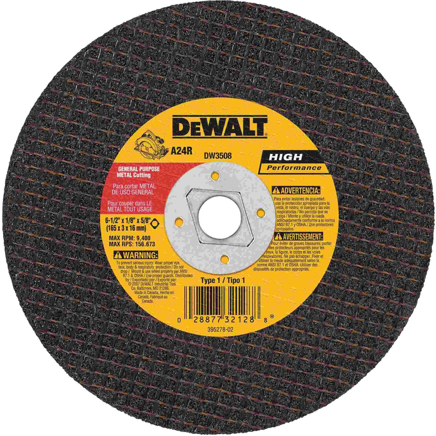 DeWalt DW3508 6-1/2-Inch X 1/8-Inch X 5/8-Inch-diamond Drive Metal Cutting Blade