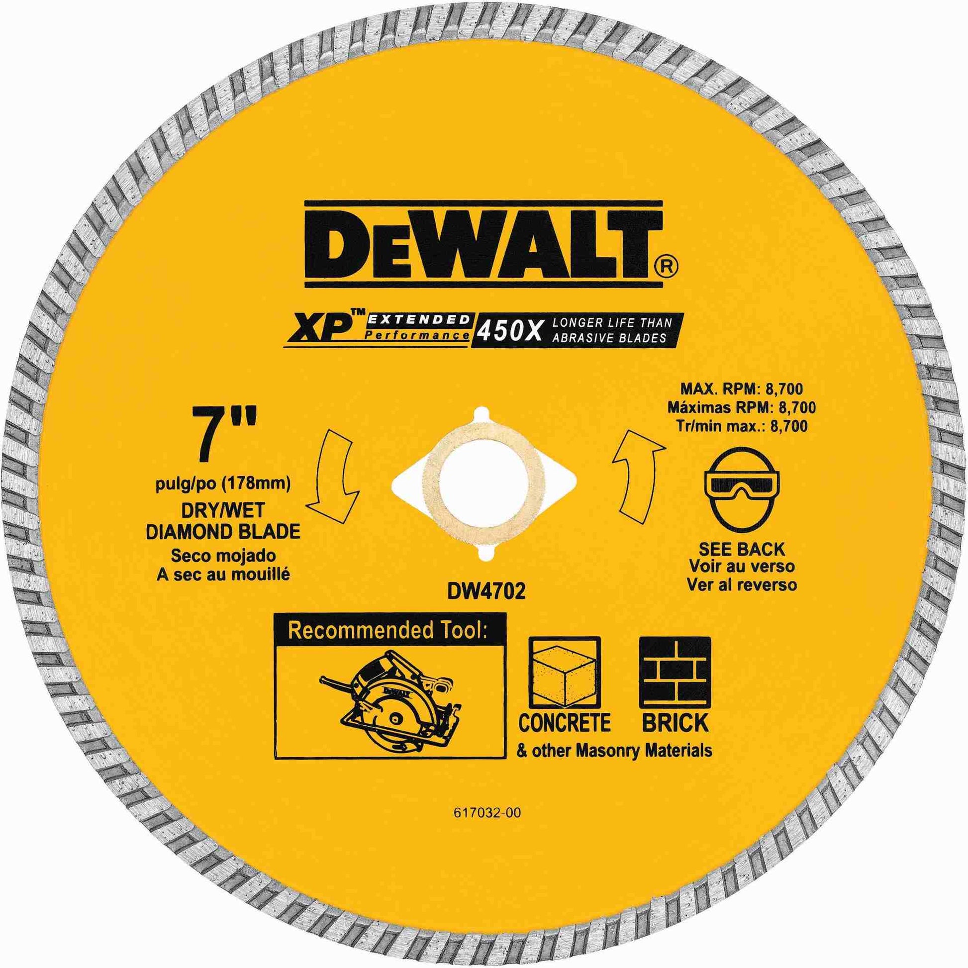 DeWalt DW4702 7 in. XP Turbo Diamond Blade