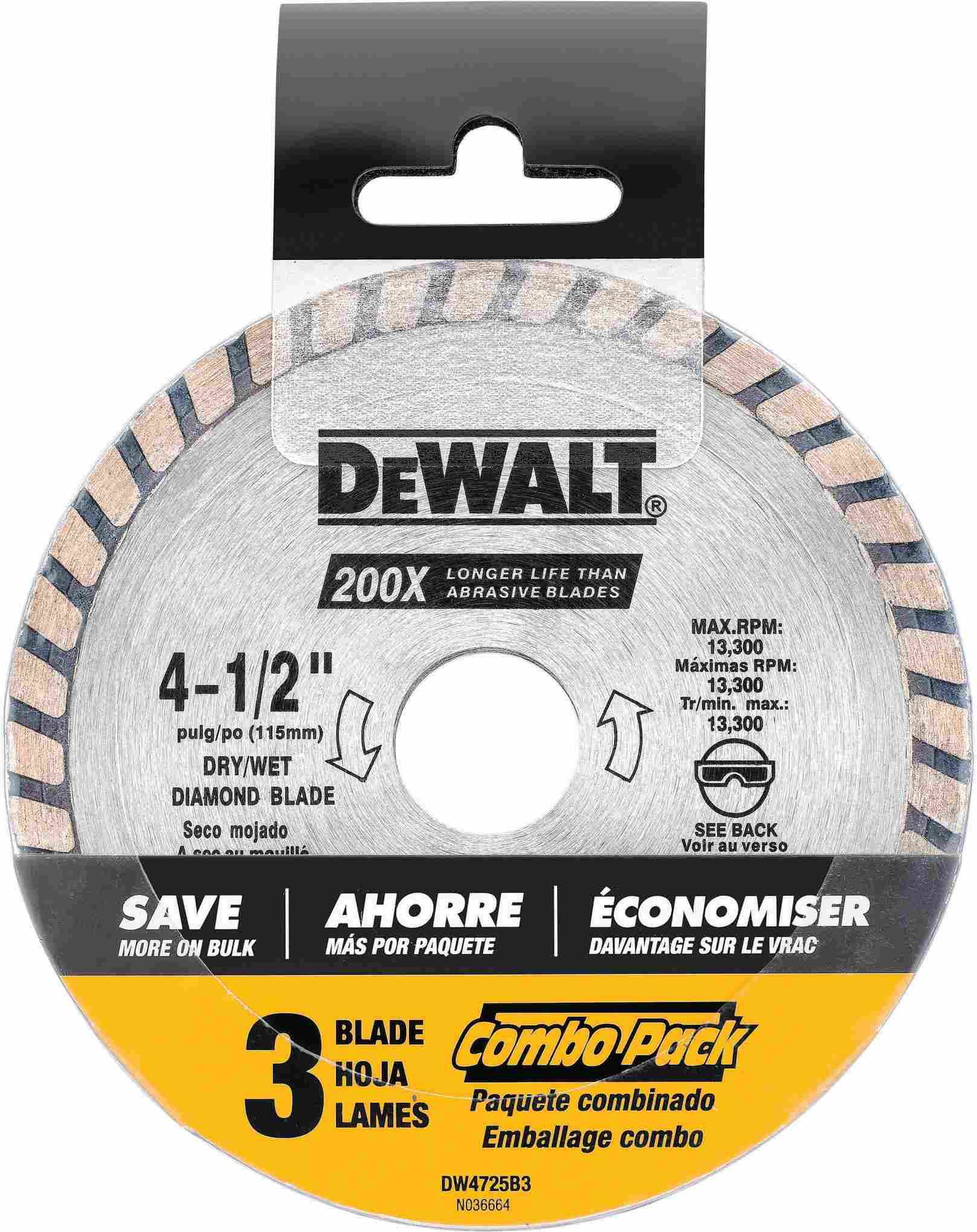 DeWalt DW4725 4-1/2 in. High Performance Diamond Masonry Blade