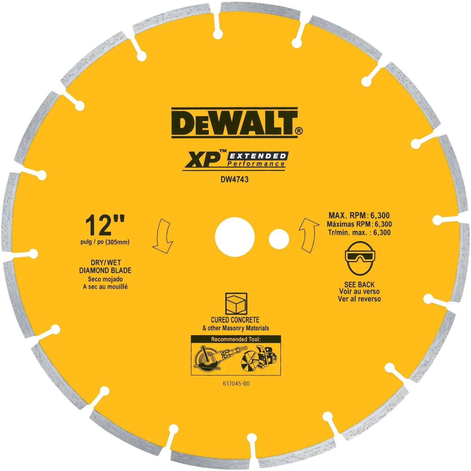 DeWalt DW4743 12 in. XP Cured Concrete Segmented Diamond Blade