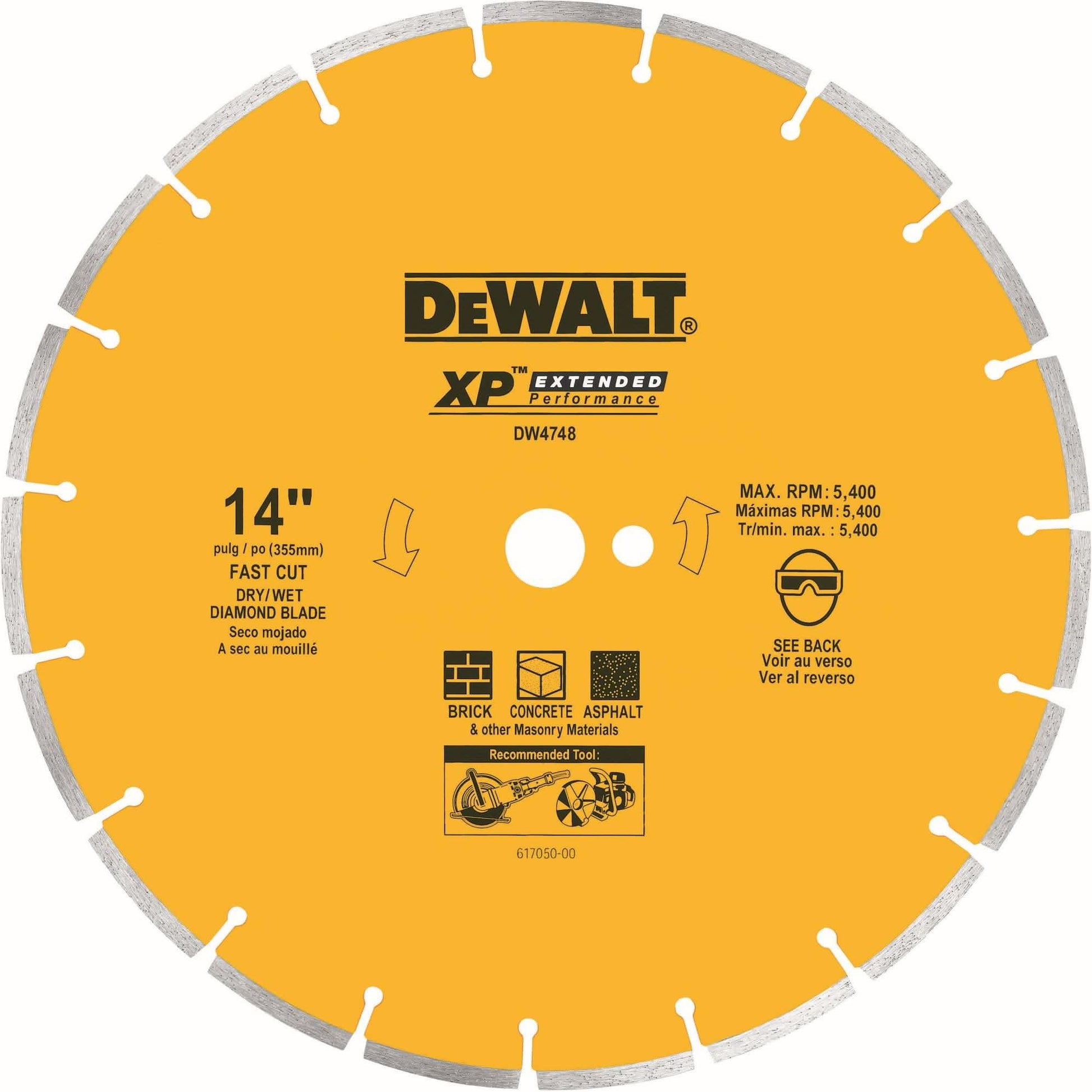 DeWalt DW4748 14 in. XP Fast Cutting Segmented Diamond Blade