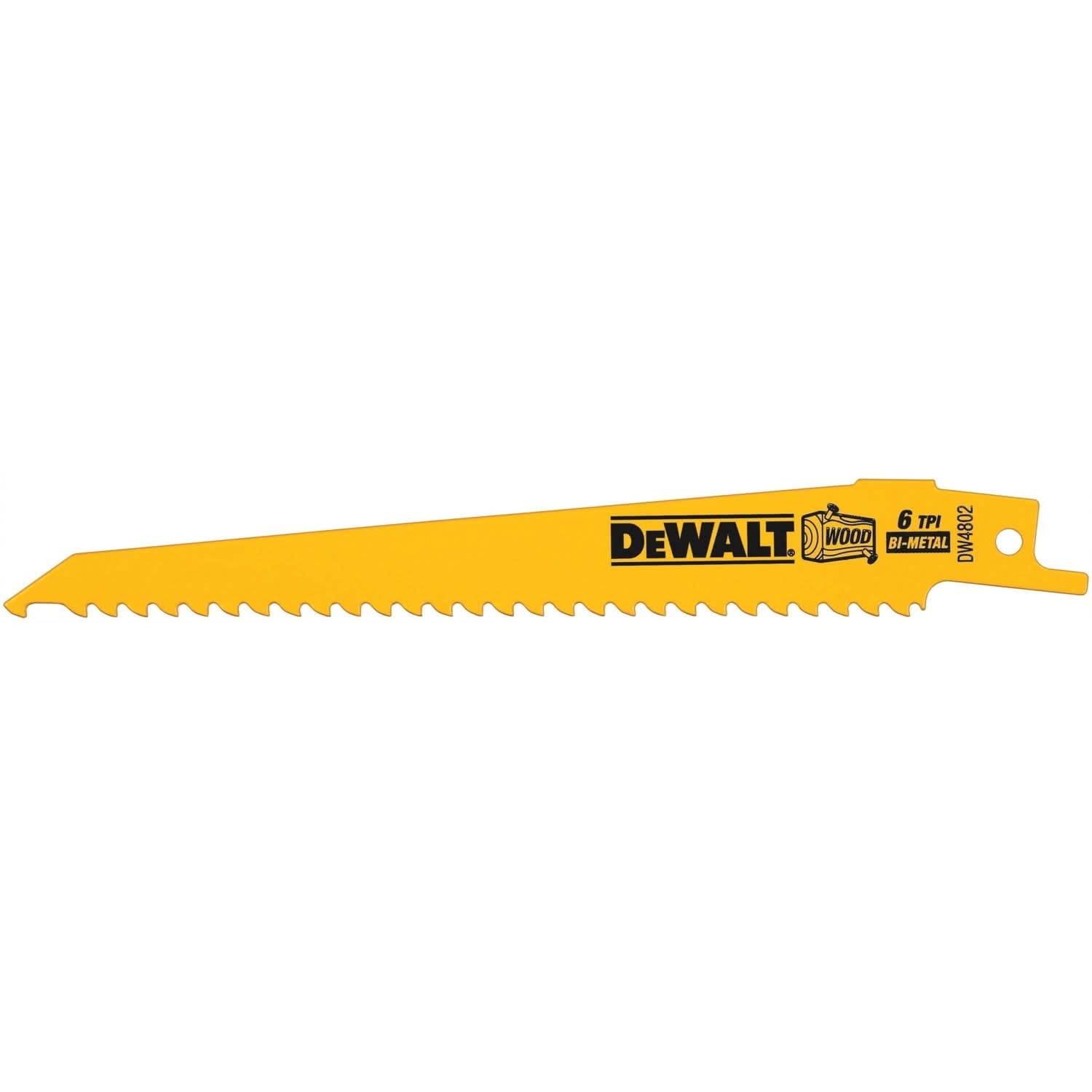DeWalt DW4802 6" 6 TPI Taper Back Bi-Metal Reciprocating Blade for General Purpose Wood Cutting (5 Pack)