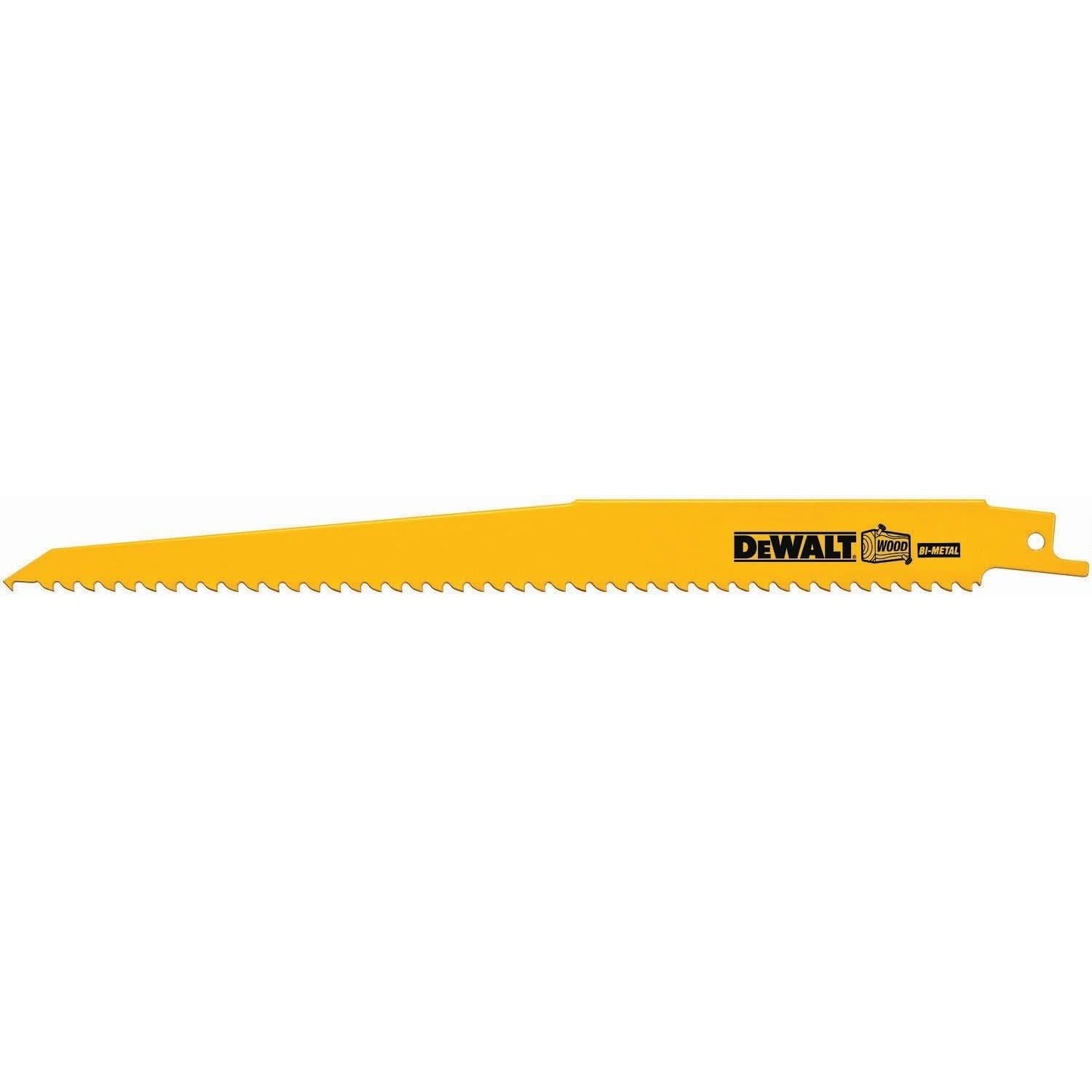 DeWalt DW4803 9" 6 TPI Taper Back Bi-Metal Reciprocating Blade for General Purpose Wood Cutting (5 Pack)