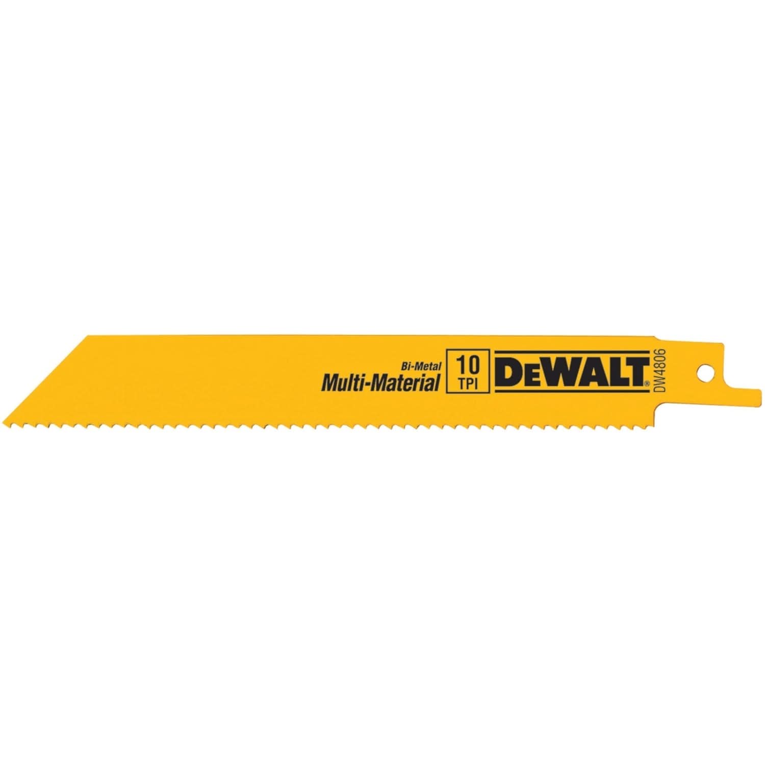 DeWalt DW4806 6" 10 TPI Straight Back Bi-Metal Reciprocating Saw Blade, General Purpose (5 Pack)
