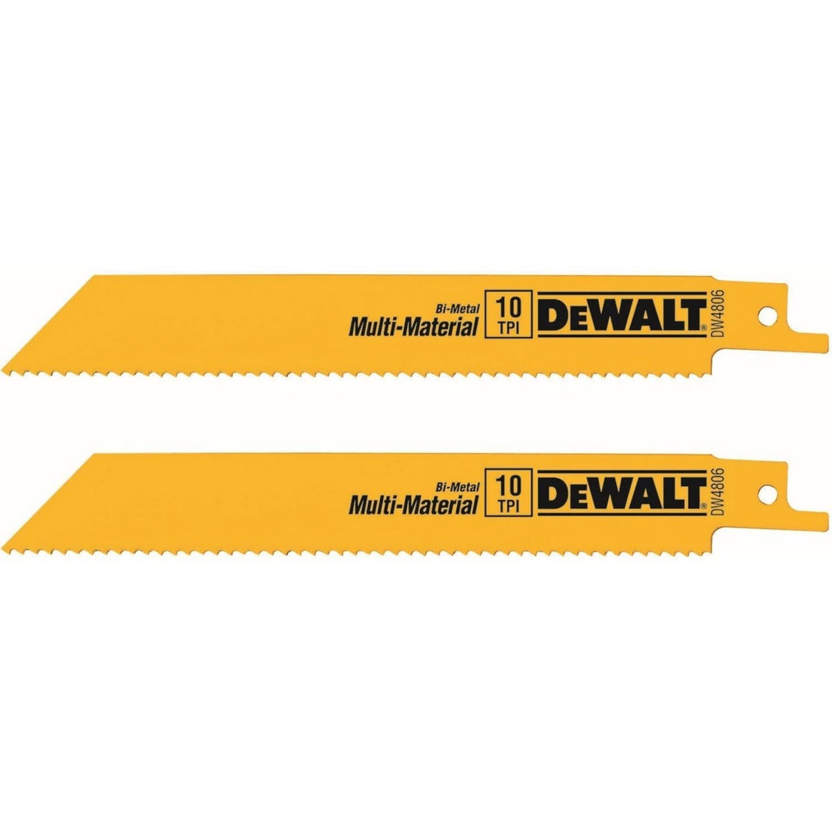 DeWalt DW4806-2 6" 10 TPI Straight Back Bi-Metal Reciprocating Saw Blade, General Purpose