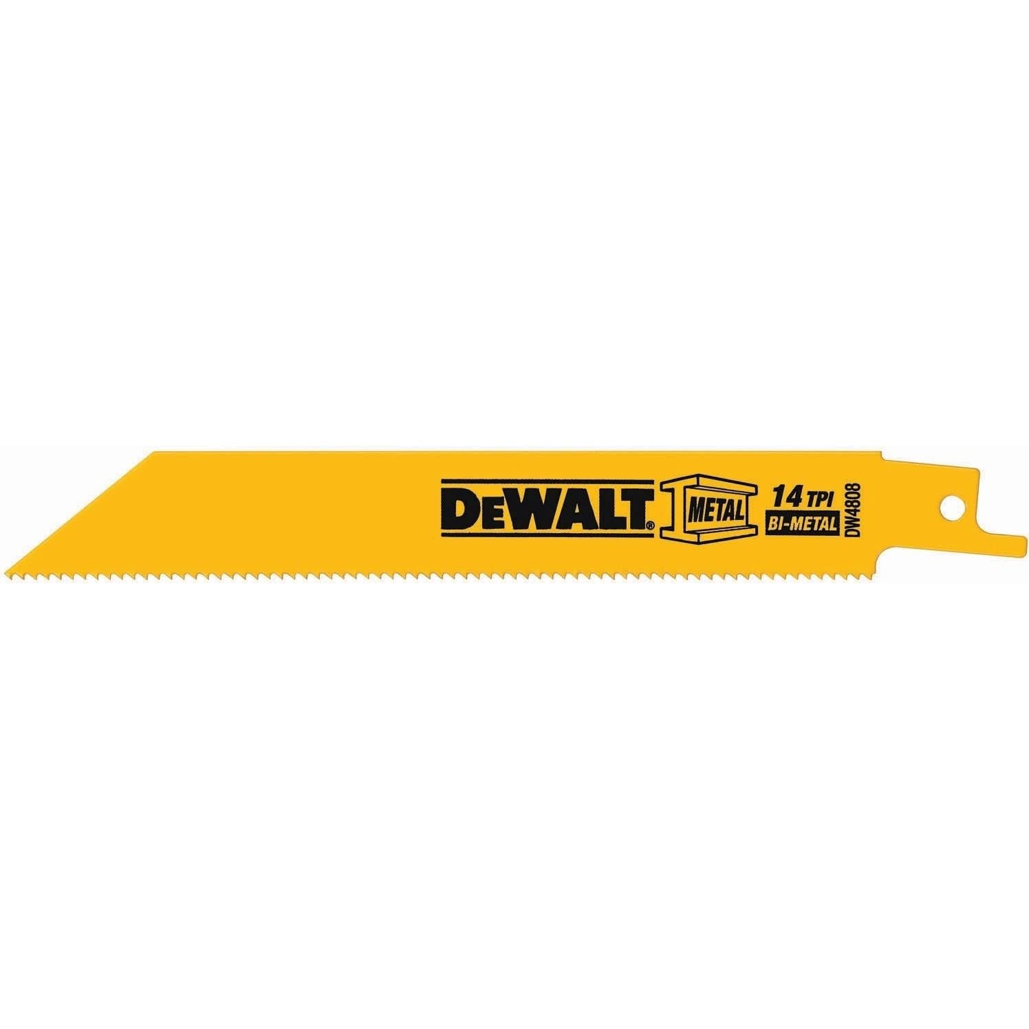DeWalt DW4808 6" 14 TPI Straight Back Bi-Metal Reciprocating Blade (5 Pack)