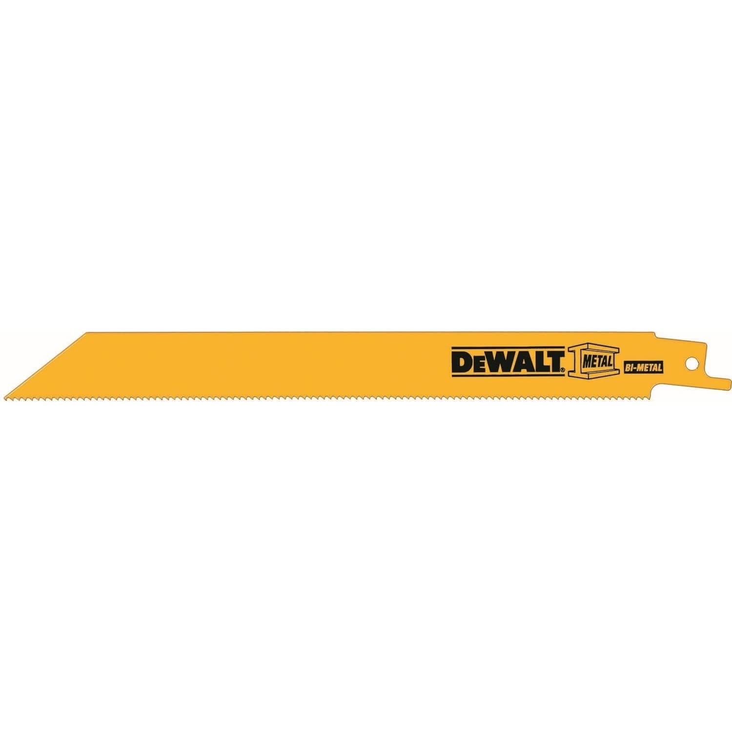 DeWalt DW4809 8" 14 TPI Straight Back Bi-Metal Reciprocating Blade (5 Pack)
