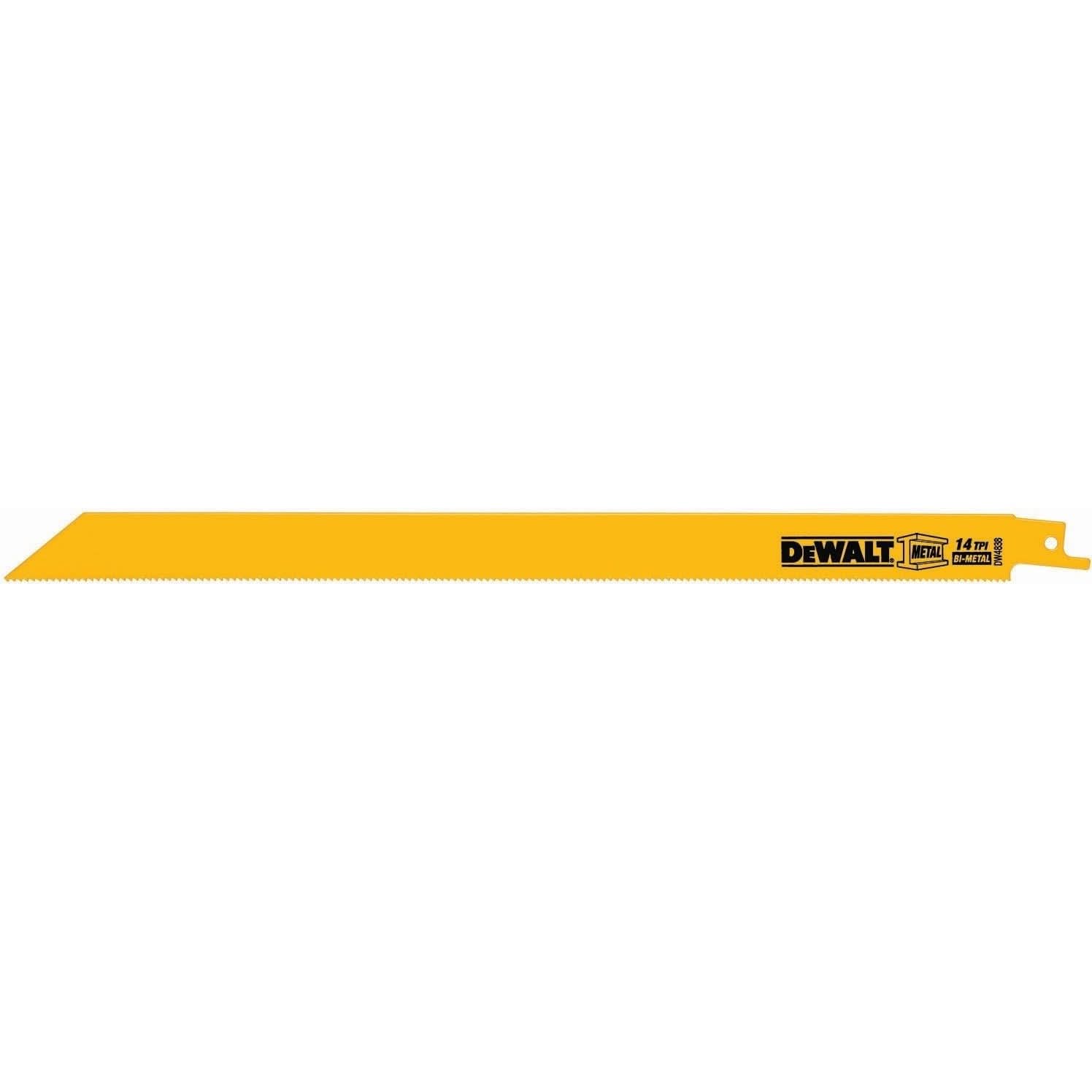 DeWalt DW4838 12" 14 TPI Straight Back Bi-Metal Reciprocating Blade (5 Pack)
