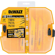 DeWalt DW4890 15 Piece Bi-Metal Reciprocating Saw Blade Set with Tough Case