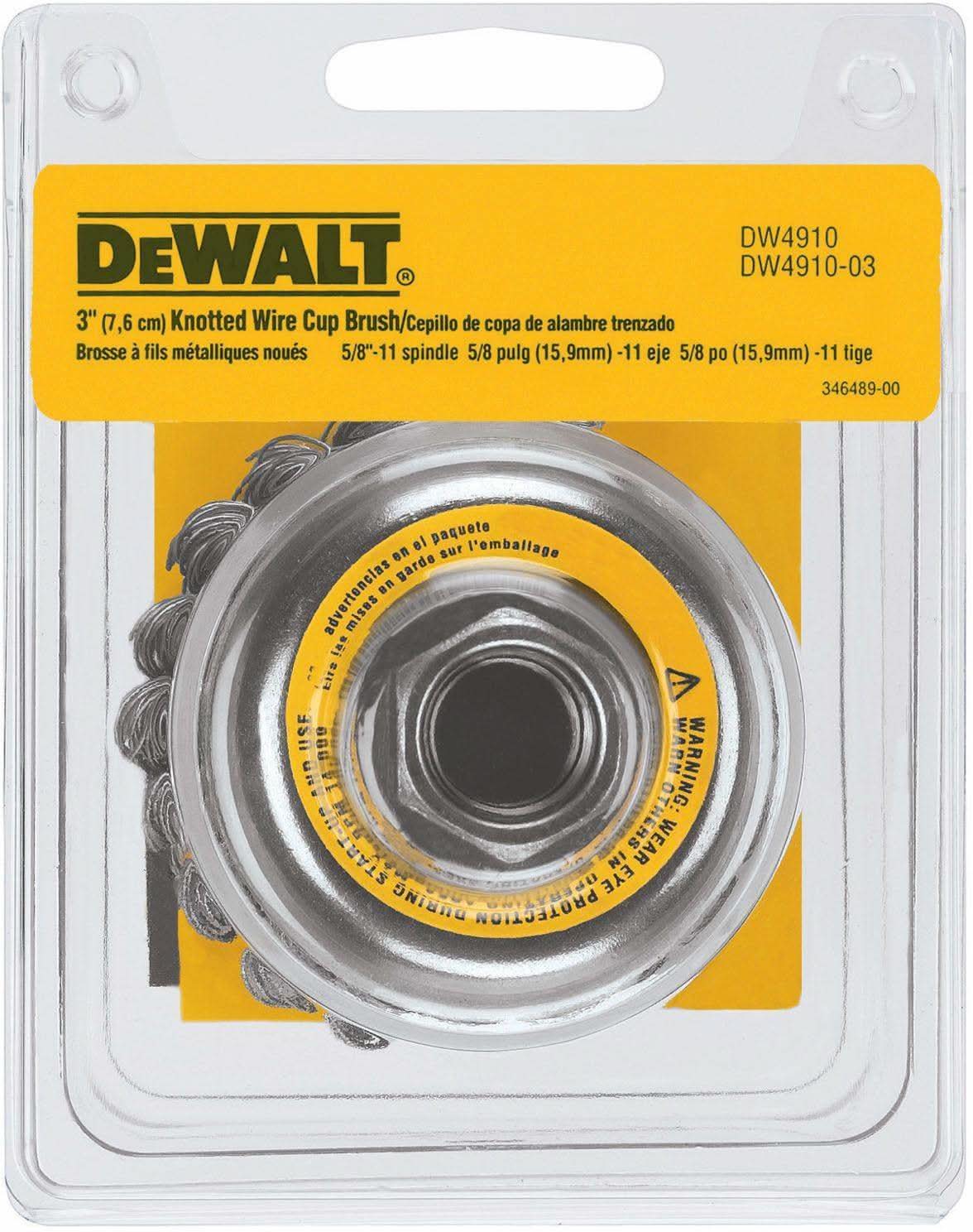 DeWalt DW4910 3" x 5/8"-11 HP .020 Carbon Knot Wire Cup Brush