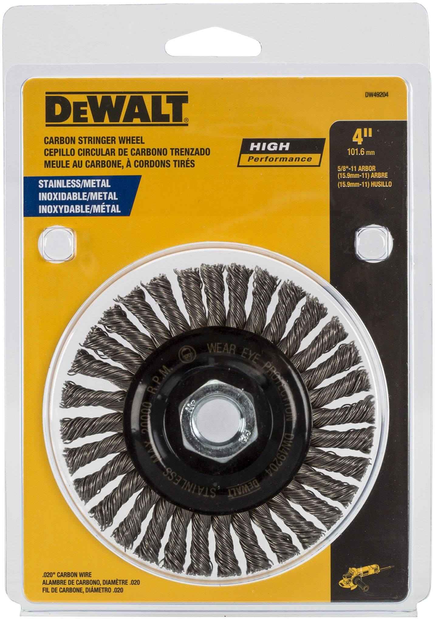 DeWalt DW49204 4" x 5/8"-11 HP .020 Stainless Stringer Wire Wheel