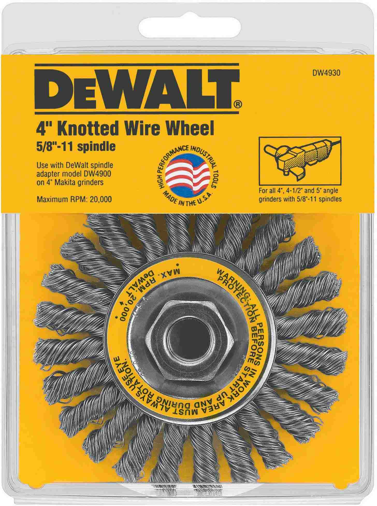 DeWalt DW4930 4" x 5/8"-11 HP .020 Carbon Cable Twist Wire Wheel
