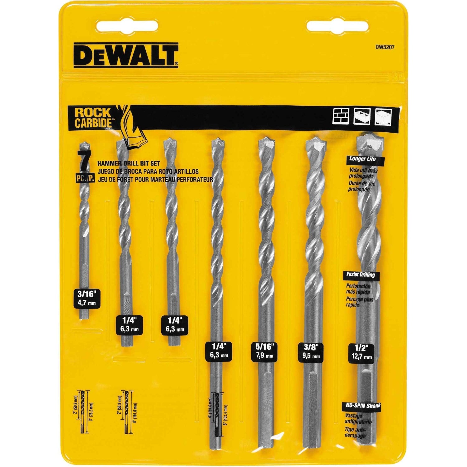 DeWalt DW5207 7-Piece Premium Percussion Masonry Drill Bit Set
