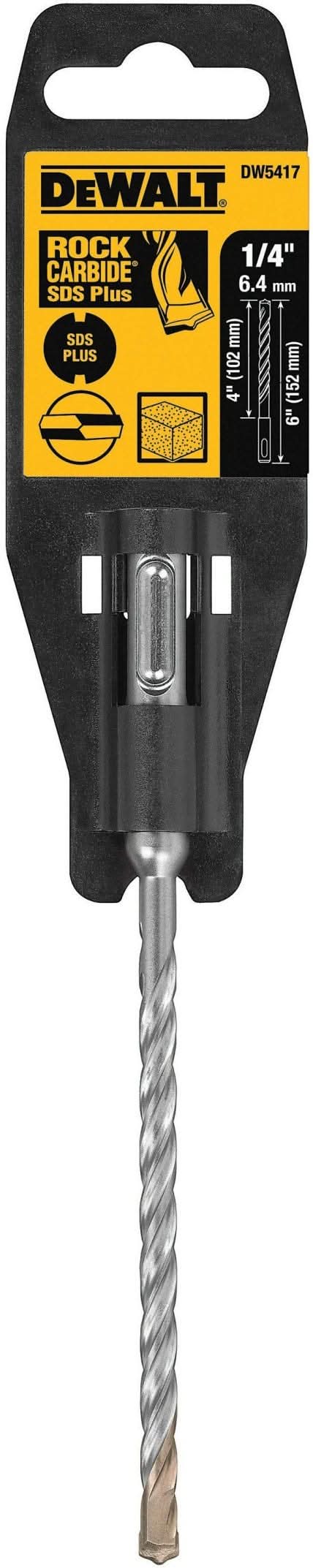 DeWalt DW5417 1/4" x 4" x 6" Rock Carbide SDS-PLUS Hammer Bit