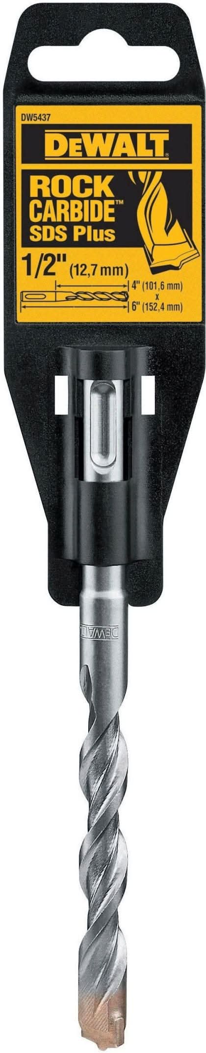 DeWalt DW5437 1/2" x 4" x 6" Rock Carbide SDS-PLUS Hammer Bit