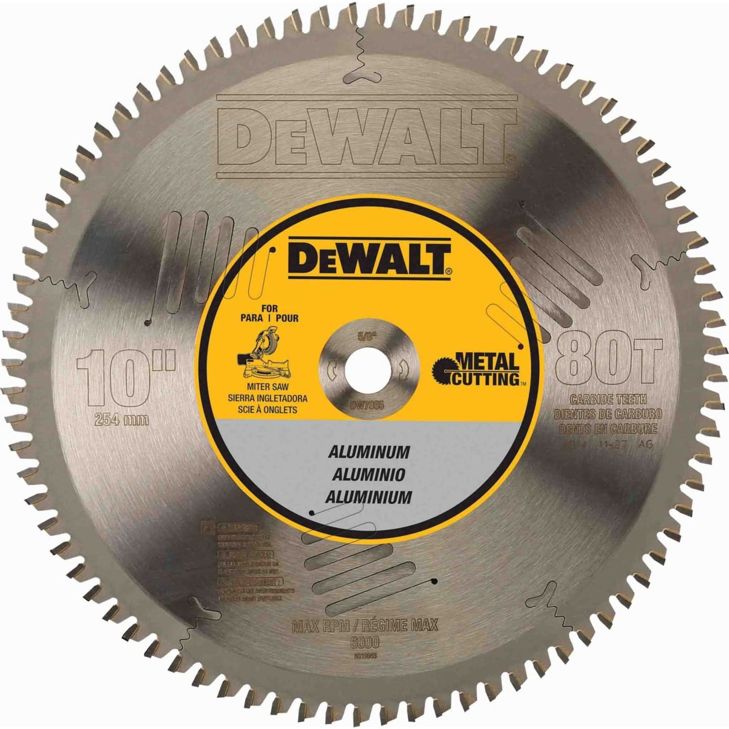 DeWALT DW7665 10-Inch 80T Fine Non Ferrous Thin Kerf