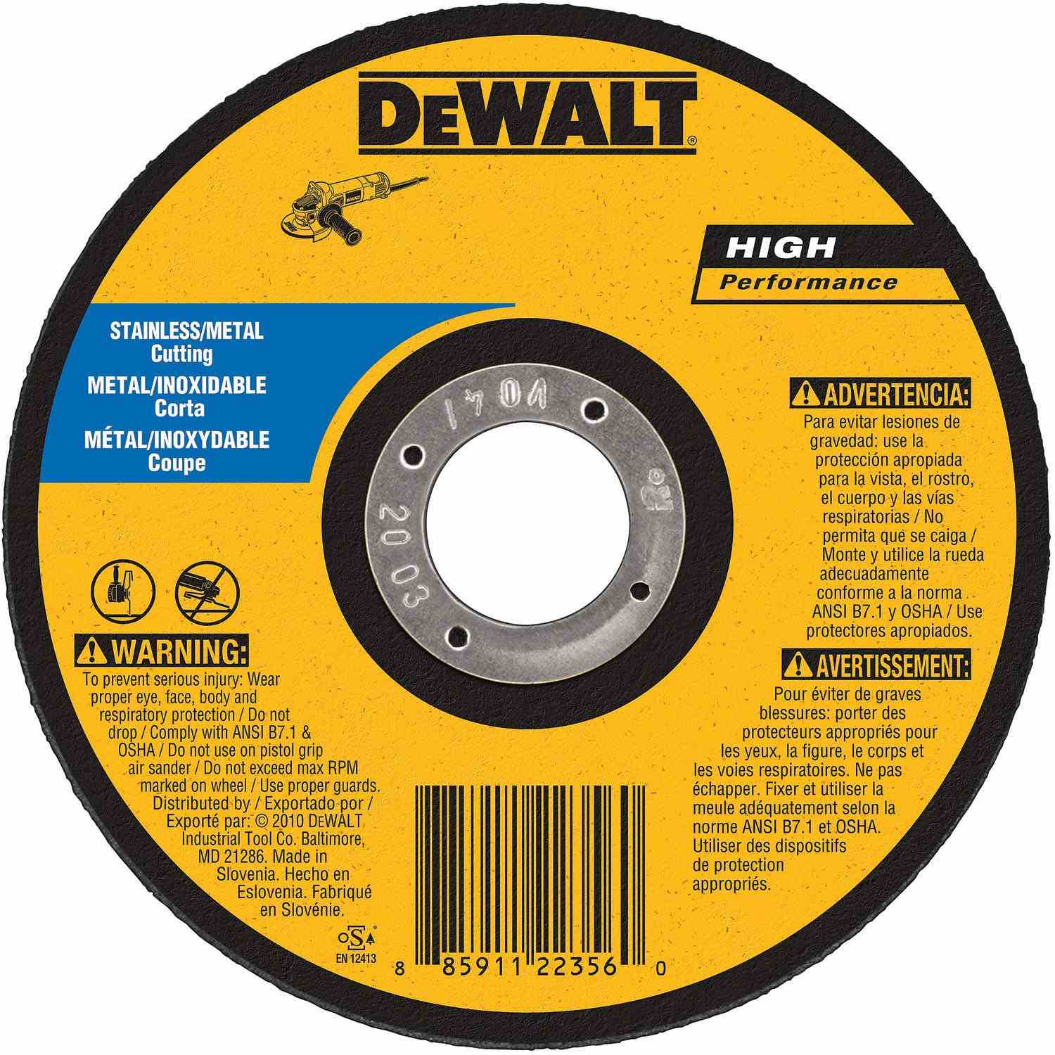 DeWalt DW8063 5" x .045" x 7/8" Metal and Stainless Cutting