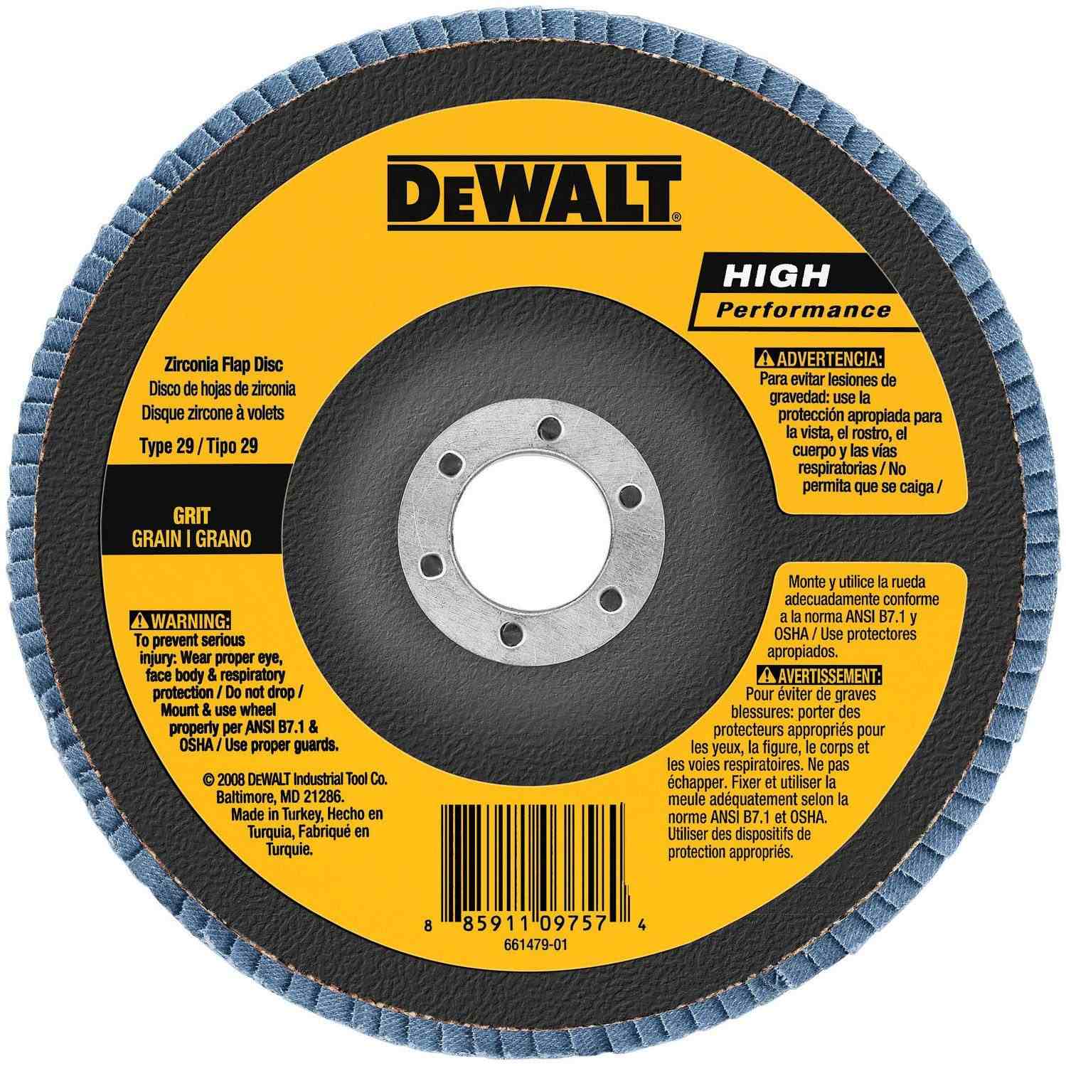 DeWalt DW8380 6" x 7/8" 40g Type 29 HP Flap Disc