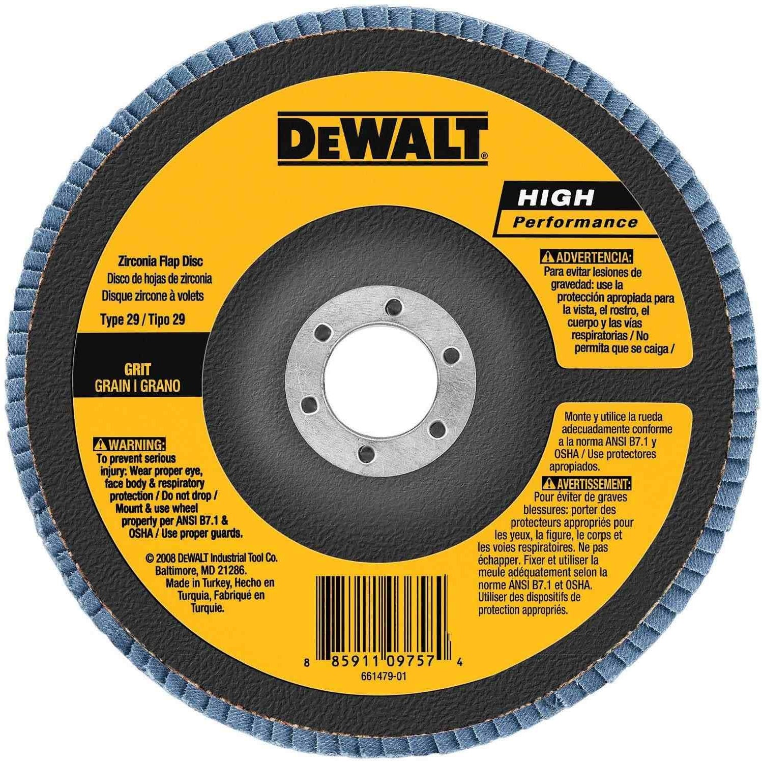 DeWalt DW8381H 6" x 5/8"-11 60g Type 29 HP Flap Disc