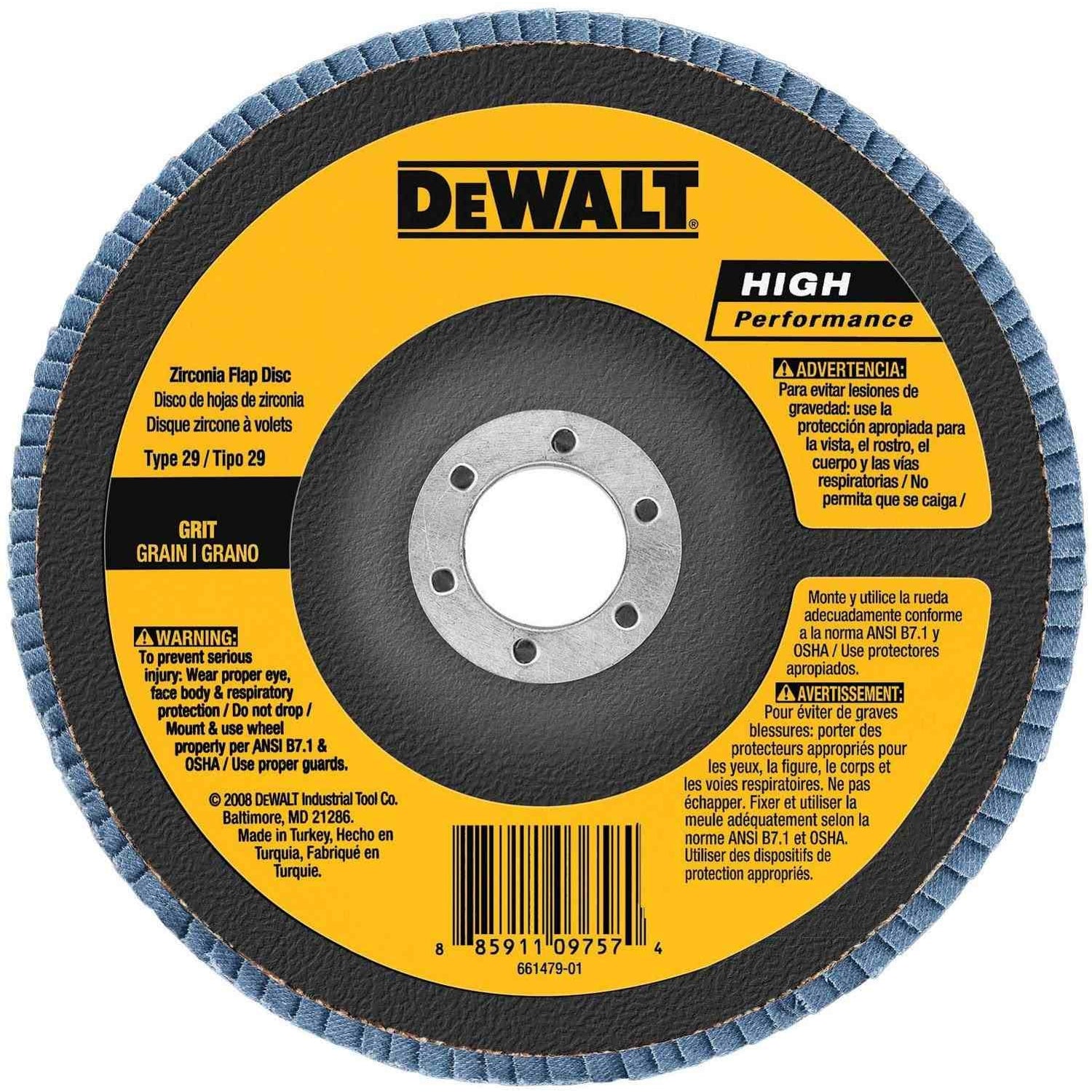 DeWalt DW8382 6" x 7/8" 80g Type 29 HP Flap Disc