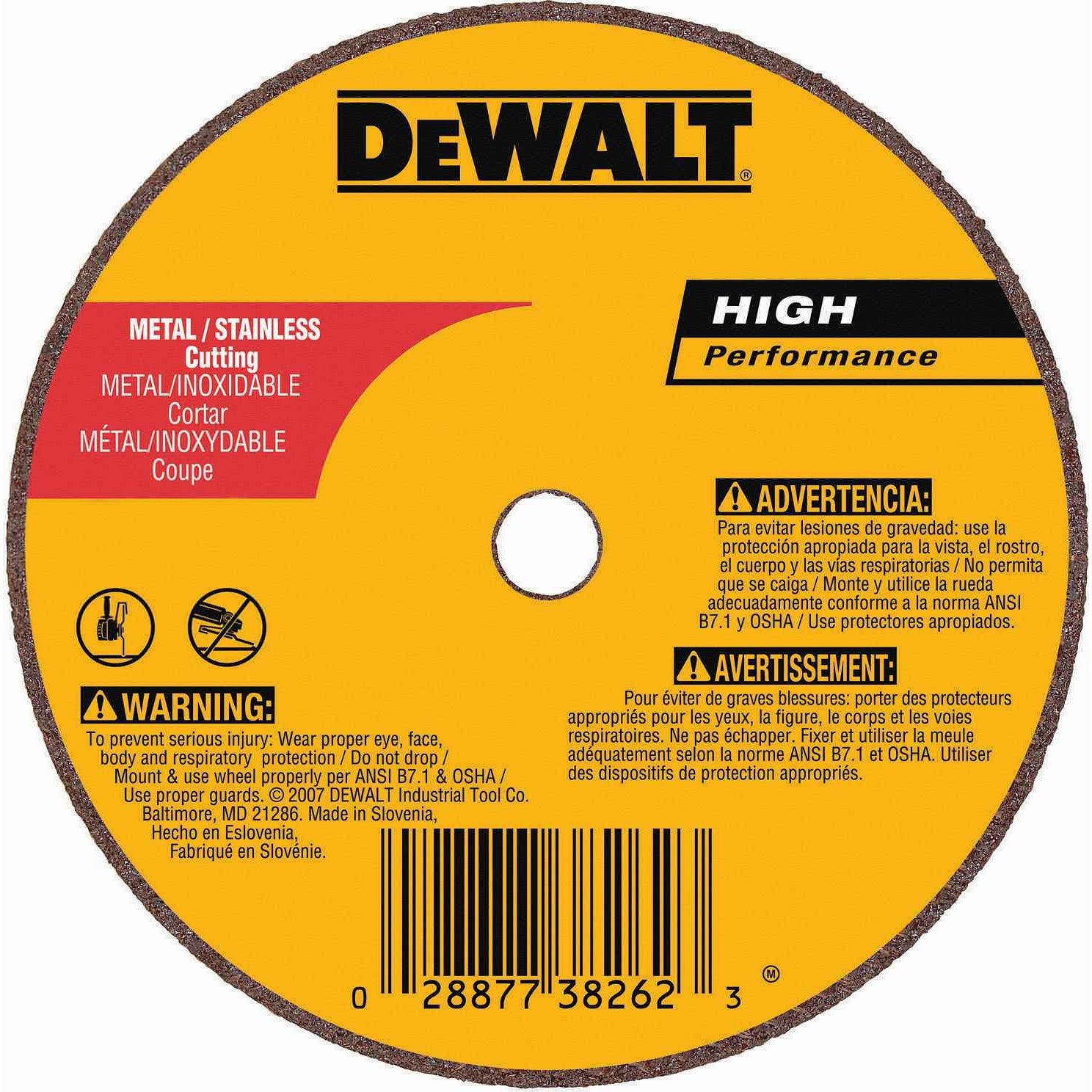 DeWalt DW8709 3" X 1/8" X 3/8" A24R Grinding Wheel