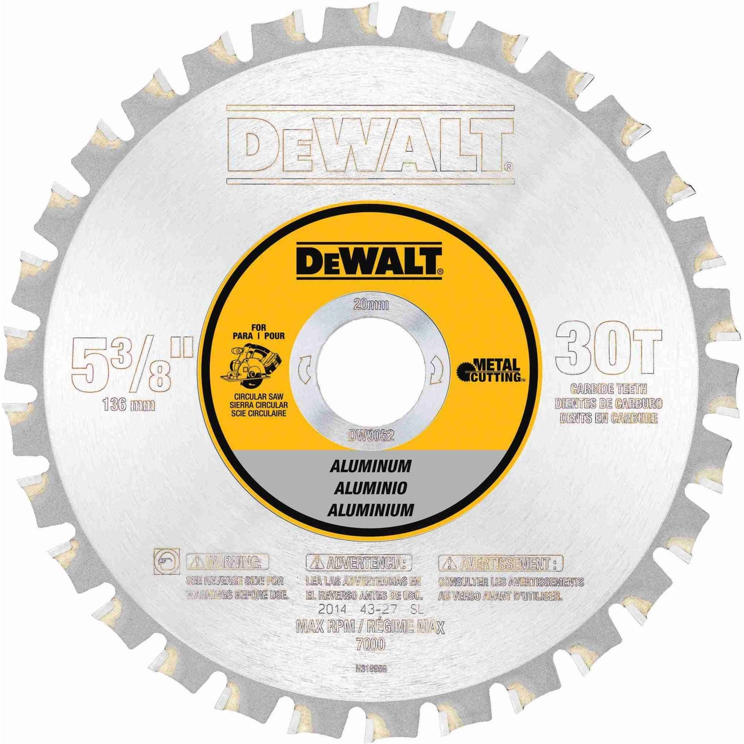 DeWalt DW9052 5-3/8 in. 30-Tooth Carbide Saw Blade (Aluminum/Nonferrous Metals)