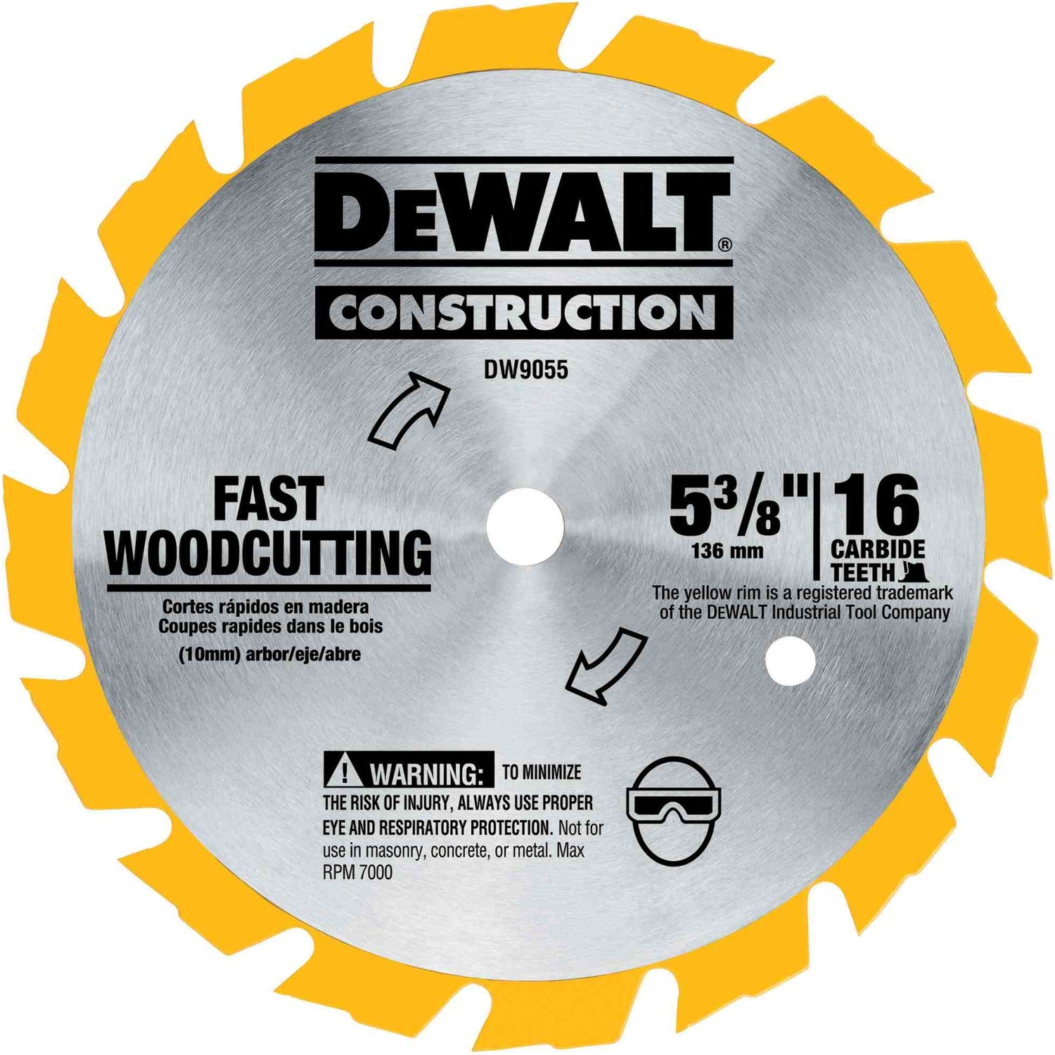 DeWalt DW9055 5-3/8 in. 16-Tooth Carbide Saw Blade (Fast Woodcutting)