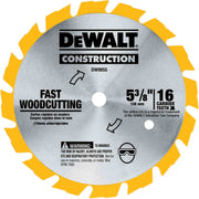 DeWalt DW9055 5-3/8 in. 16-Tooth Carbide Saw Blade (Fast Woodcutting)