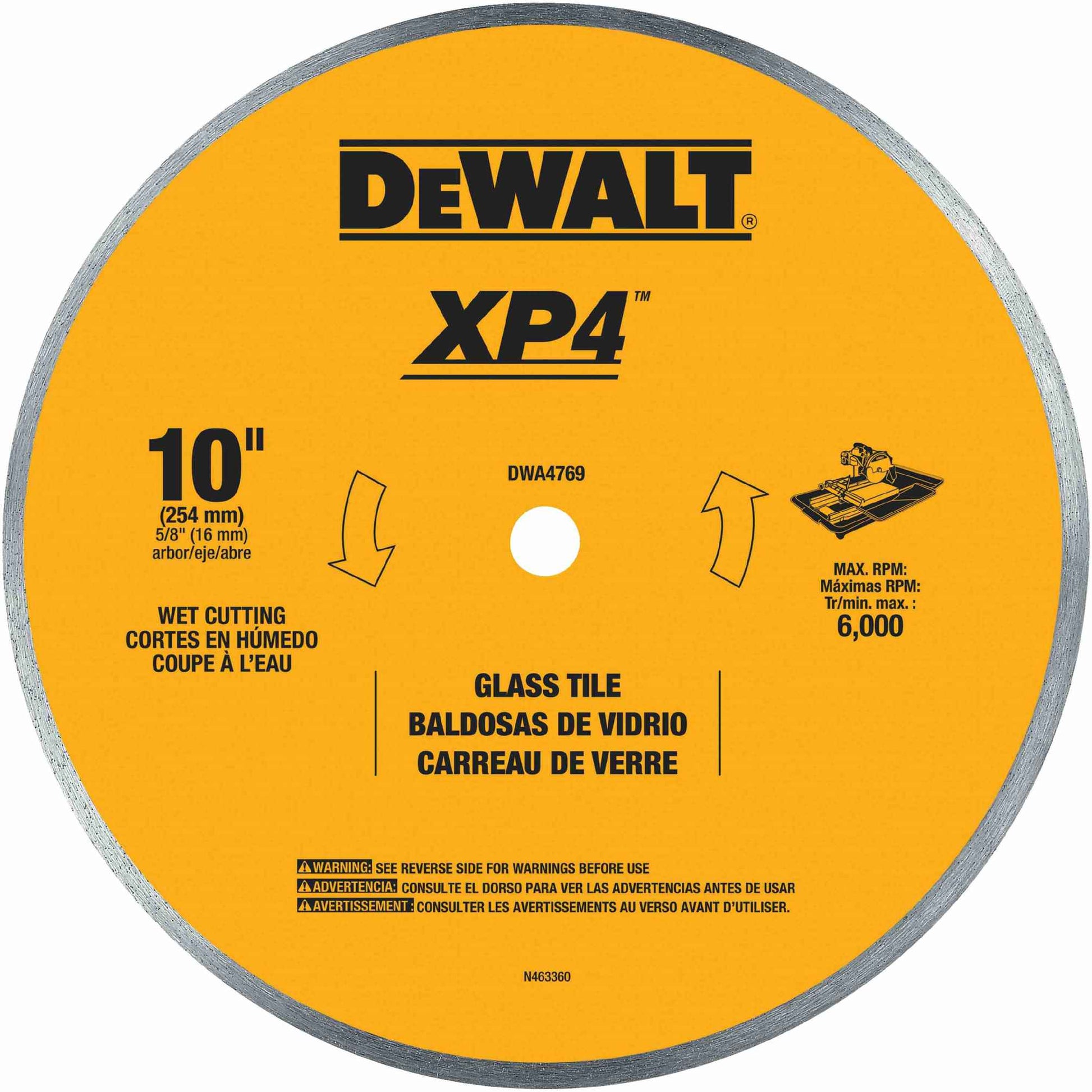 Dewalt DWA4769 10 in. Continuous Rim Glass Tile Blade